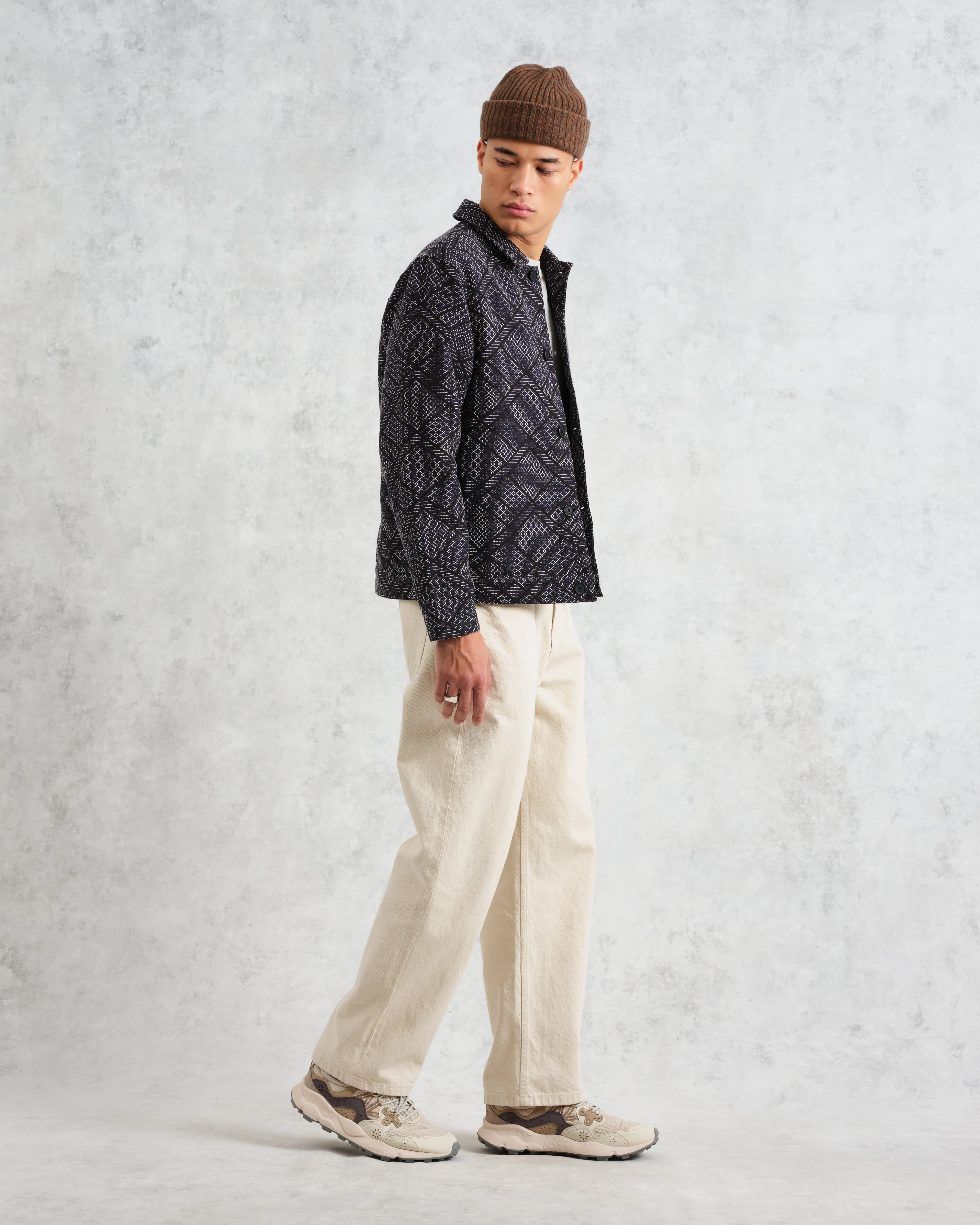 Iggy - Navy Diamond Stitch Jacquard Jacket - Image 6