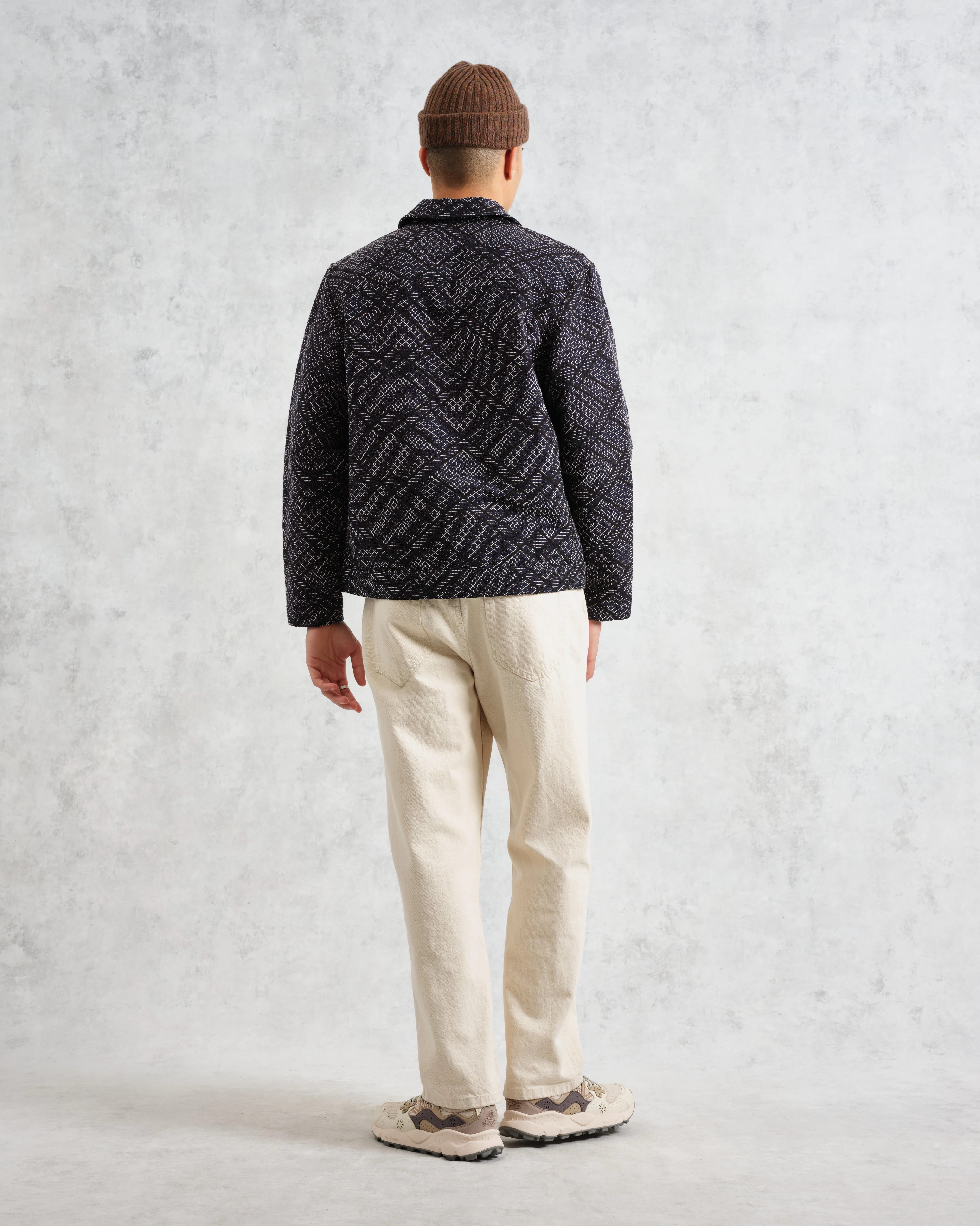 Iggy - Navy Diamond Stitch Jacquard Jacket - Image 7