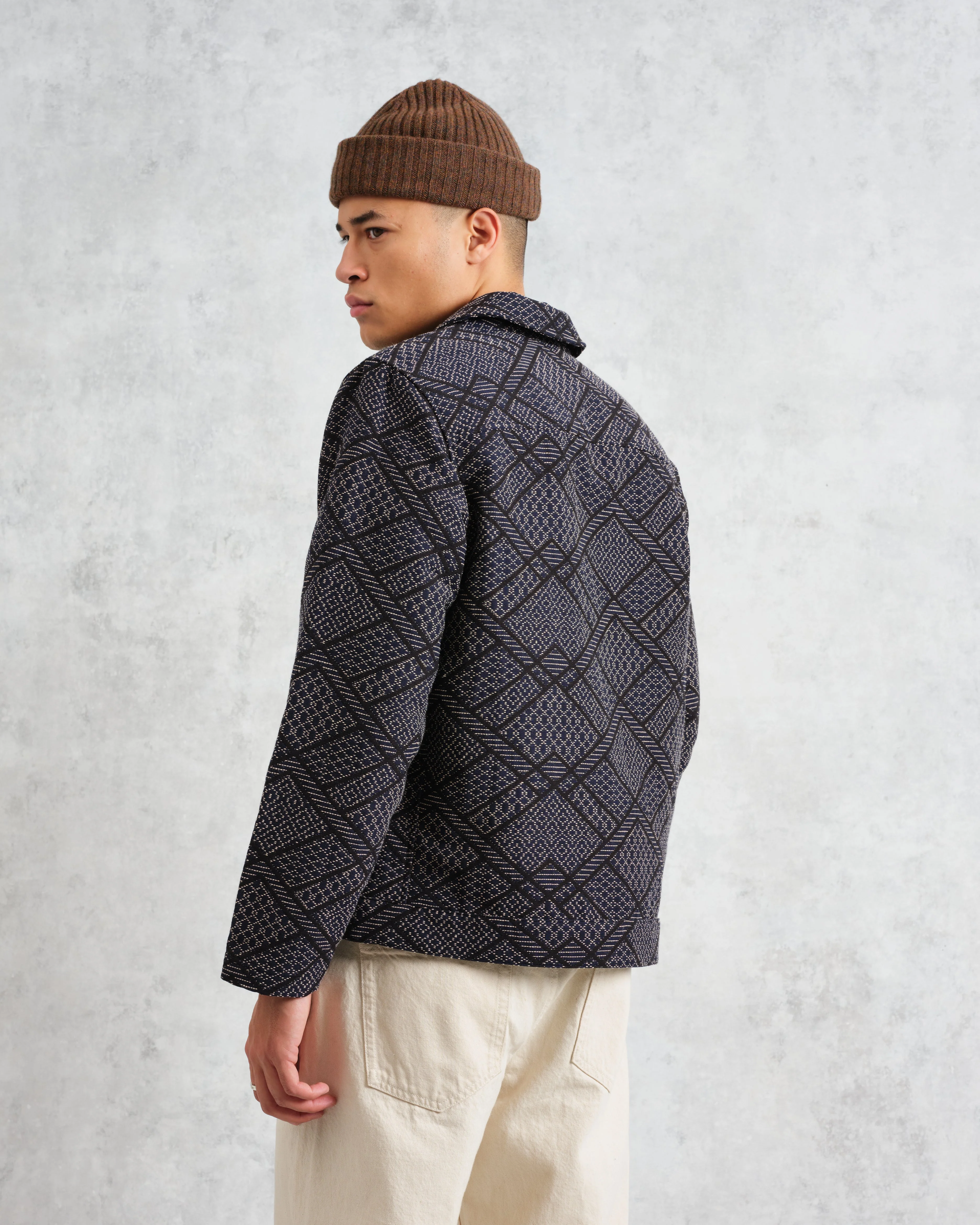 Iggy - Navy Diamond Stitch Jacquard Jacket - Image 8