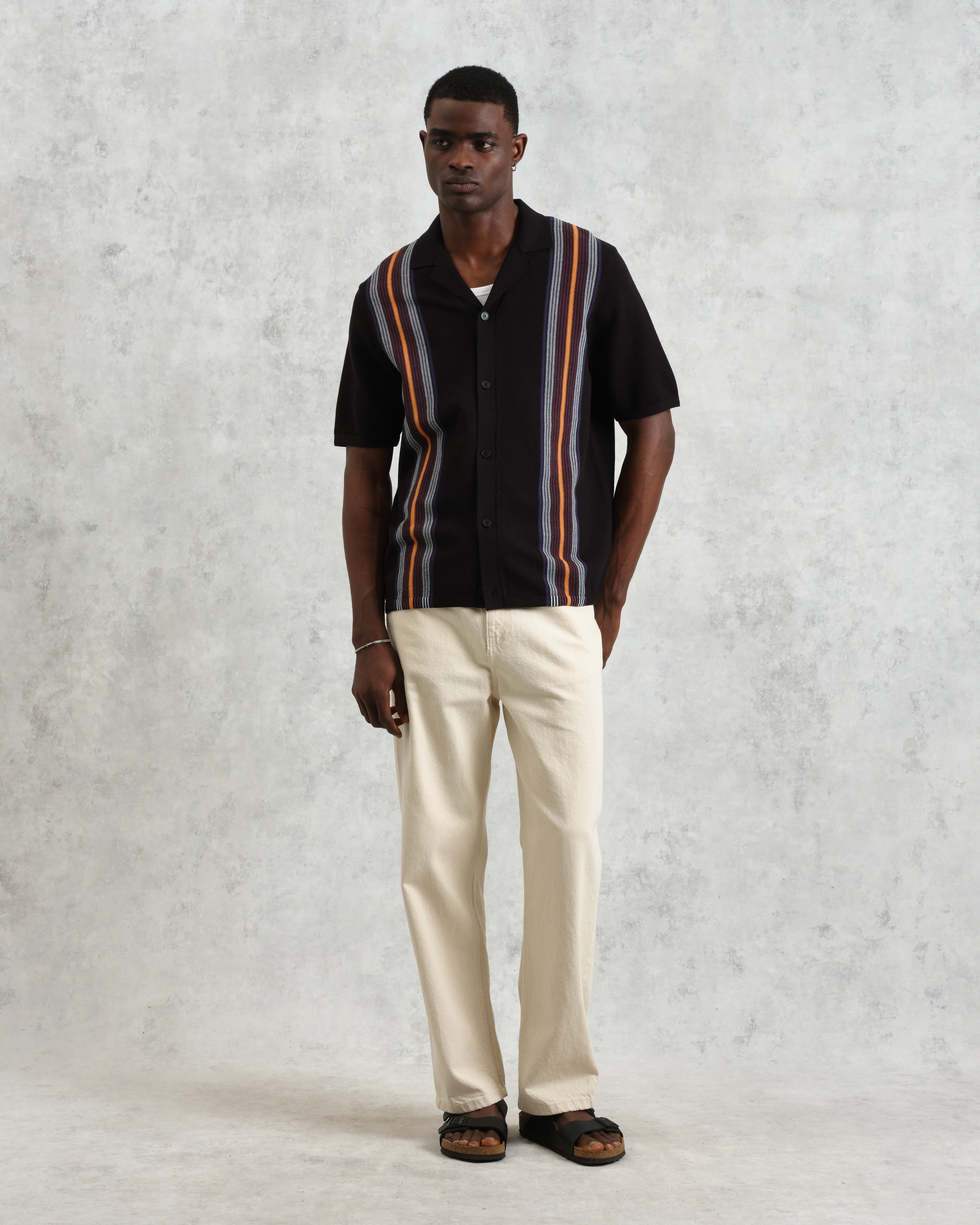Ivy - Black And Multicolour Striped Cotton Polo Shirt - Image 4