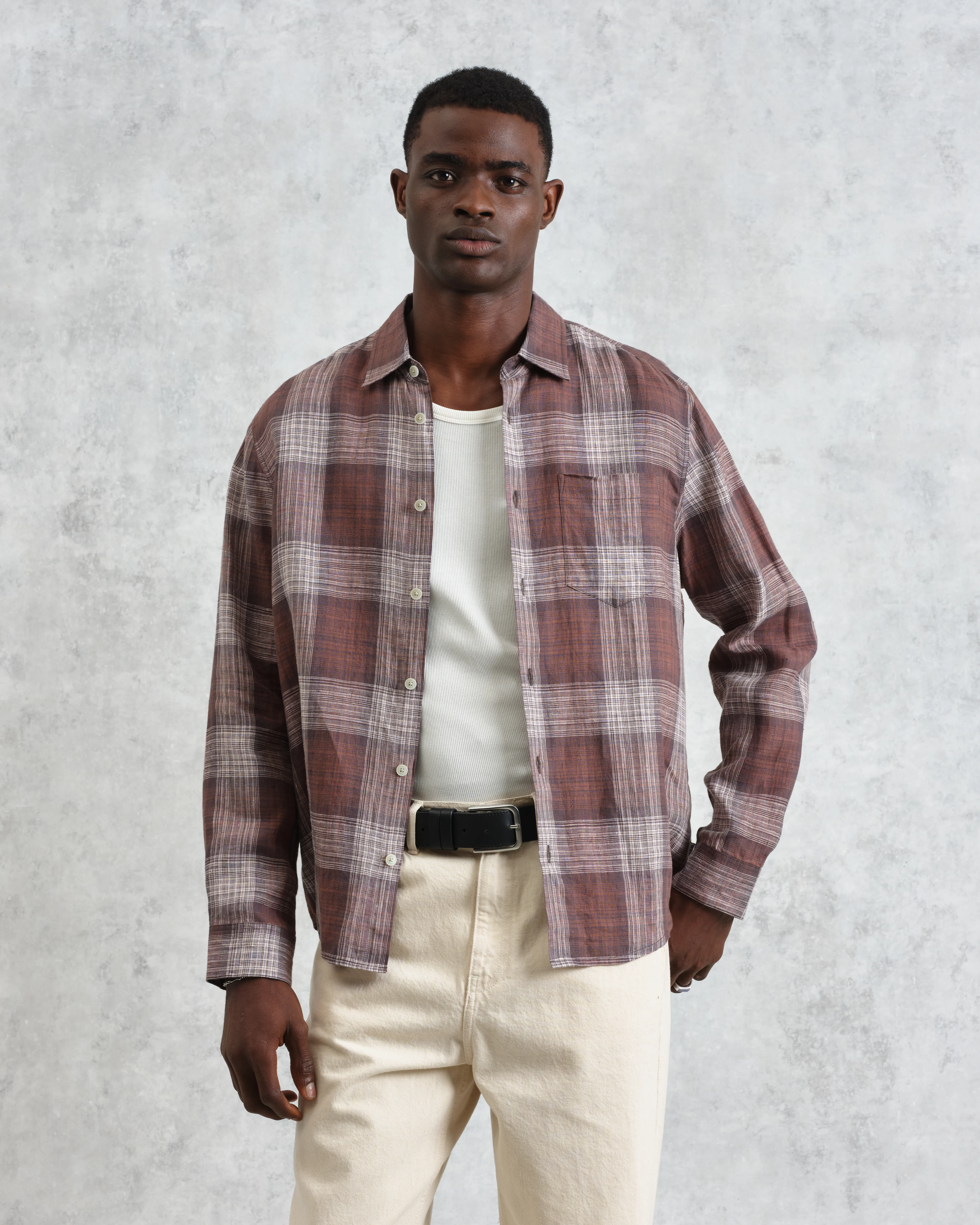 Jaunt - Brown Check Linen Shirt - Image 3