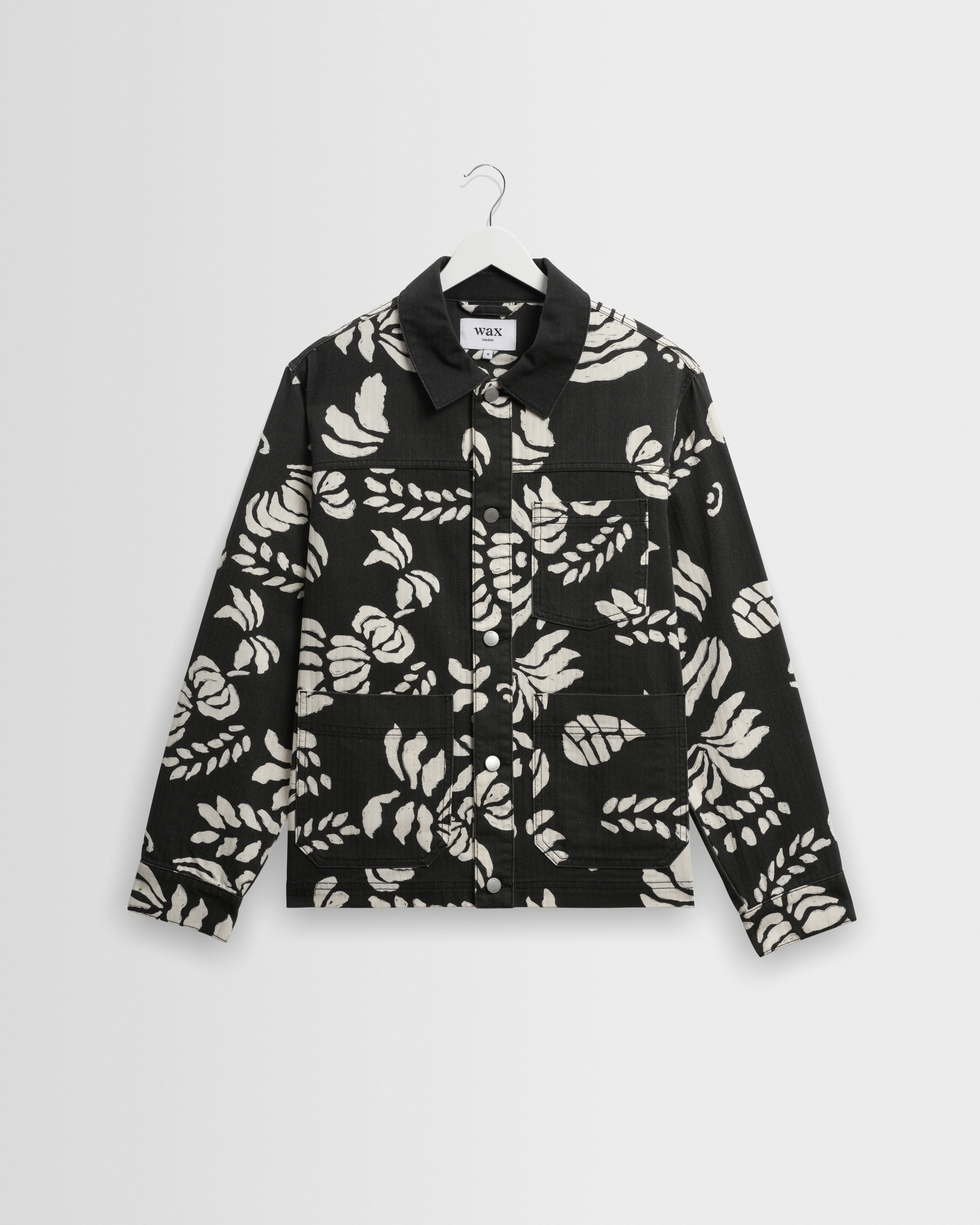 Jay - Black And Ecru Printed Cotton Chore Jacket