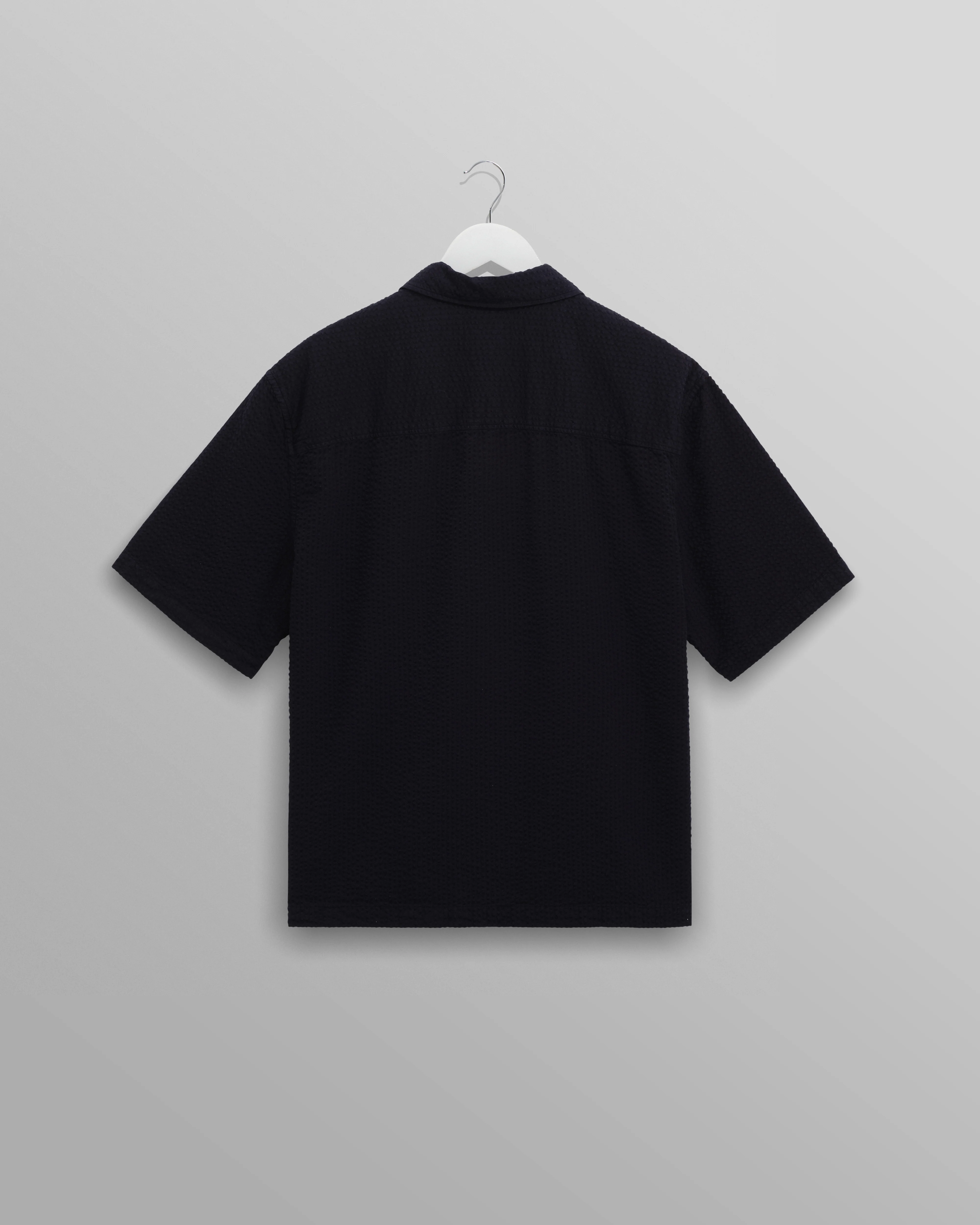Keats - Navy Cotton Seersucker Short-Sleeve Shirt - Image 10