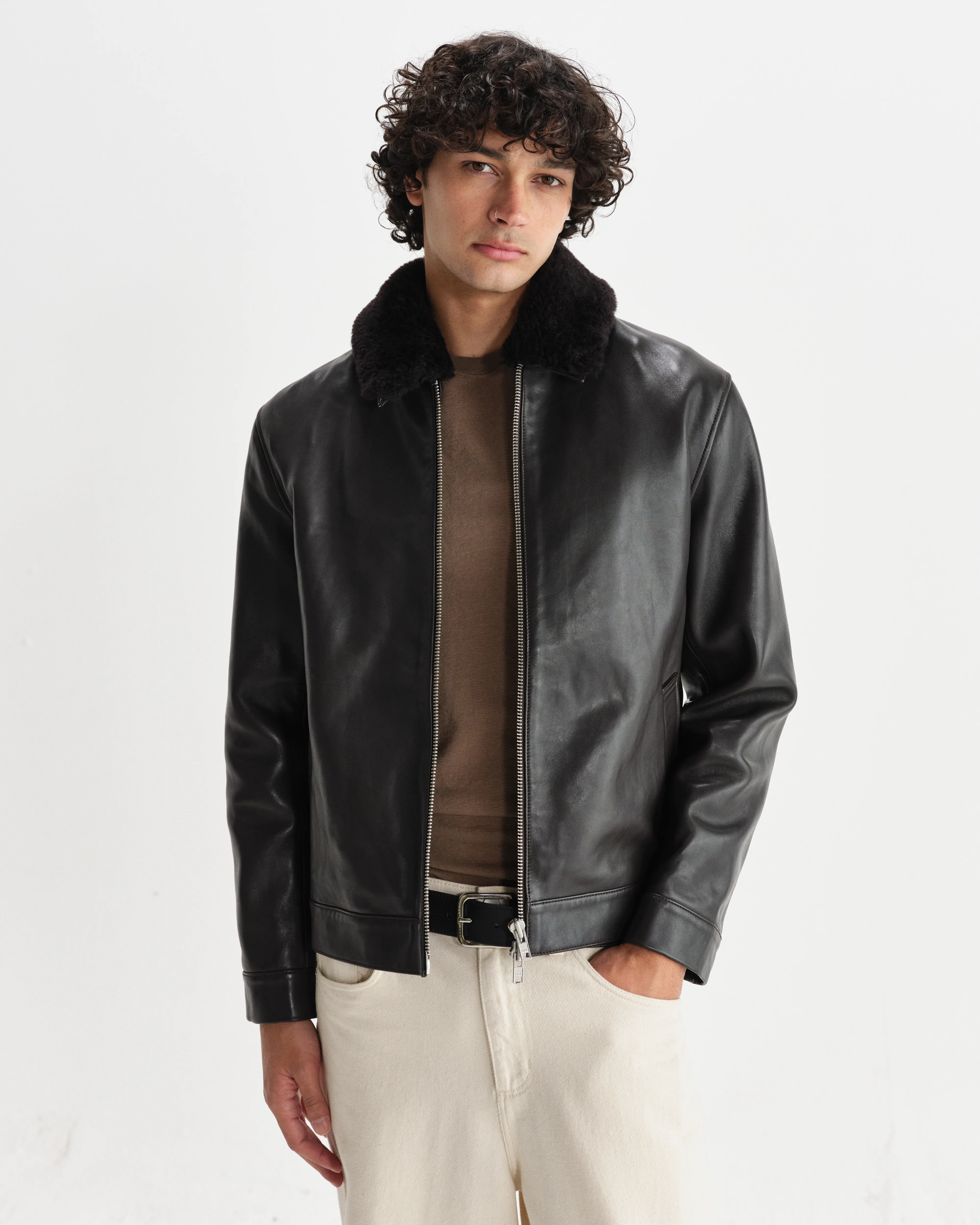 Kendal - Dark Brown Lamb Leather Flight Jacket - Image 2