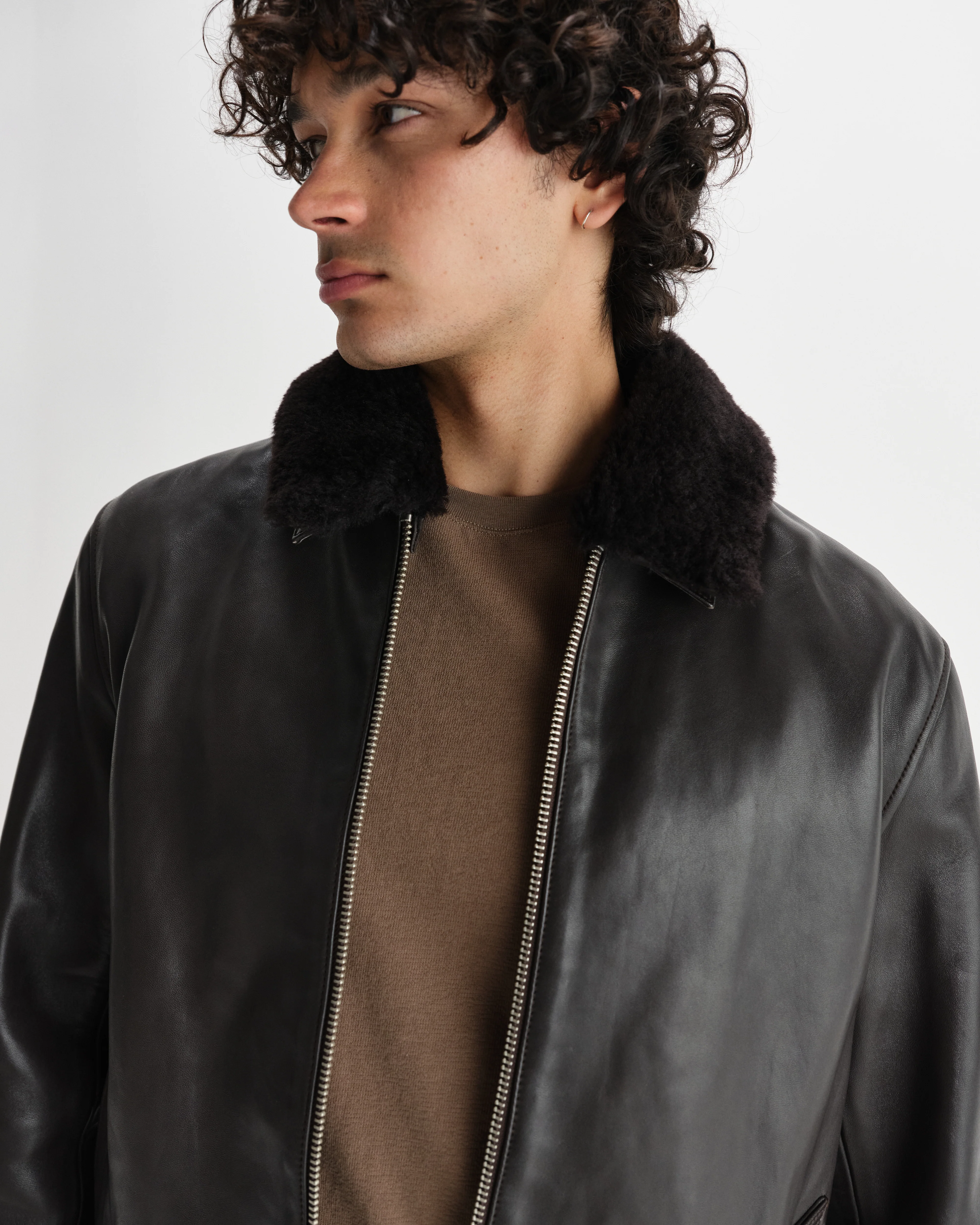 Kendal - Dark Brown Lamb Leather Flight Jacket - Image 3