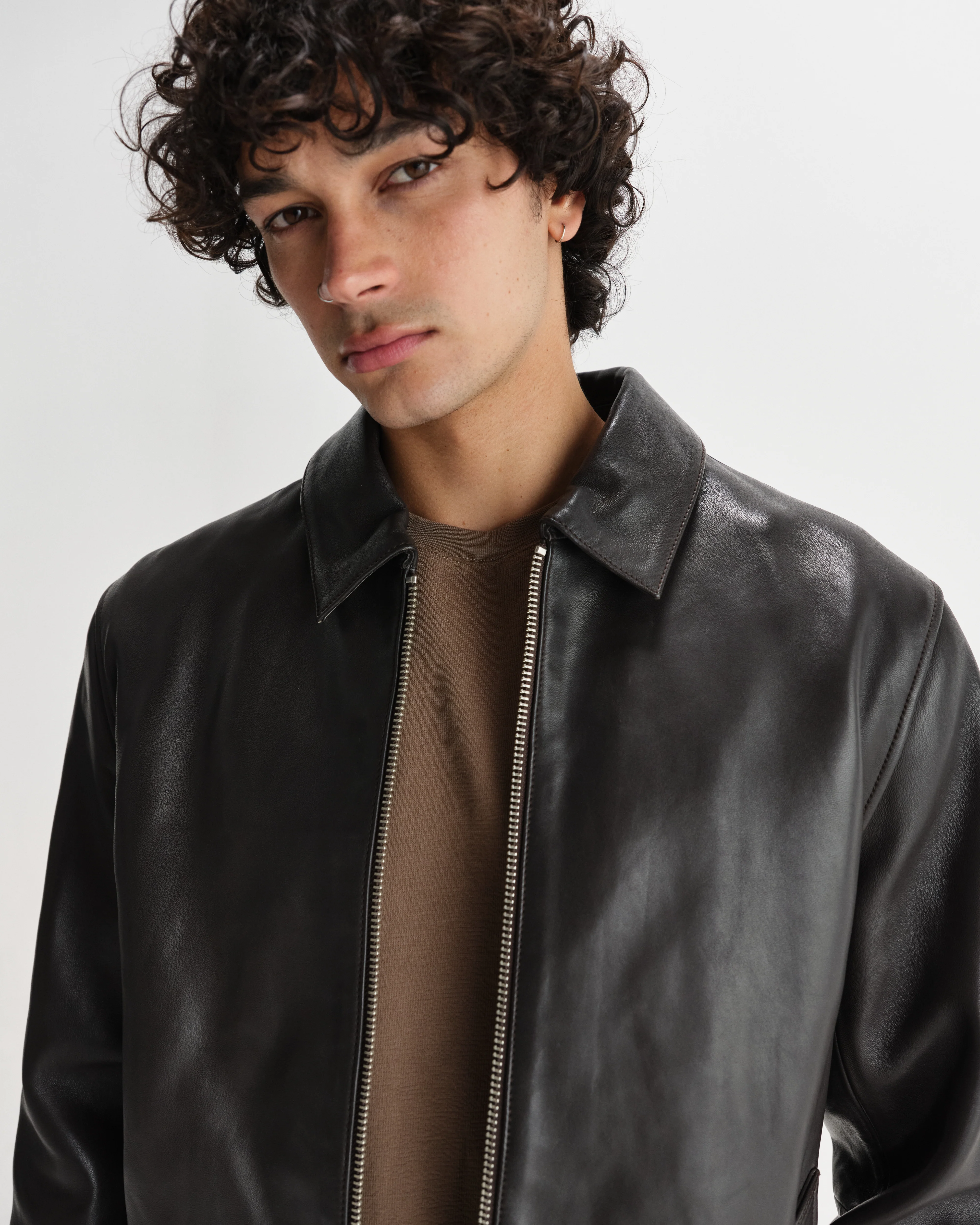 Kendal - Dark Brown Lamb Leather Flight Jacket - Image 6