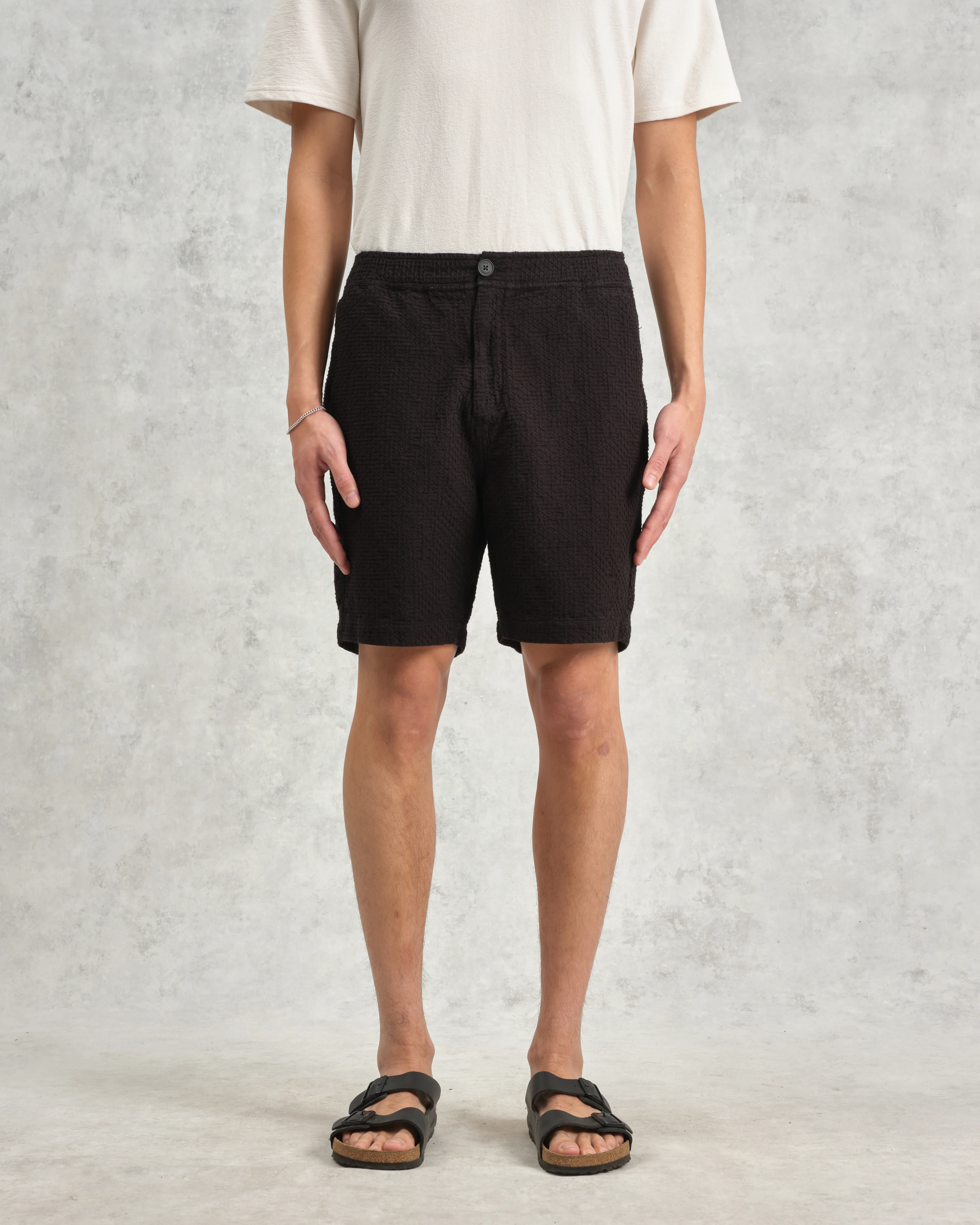 Kurt - Black Honeycomb Cotton Shorts - Image 3