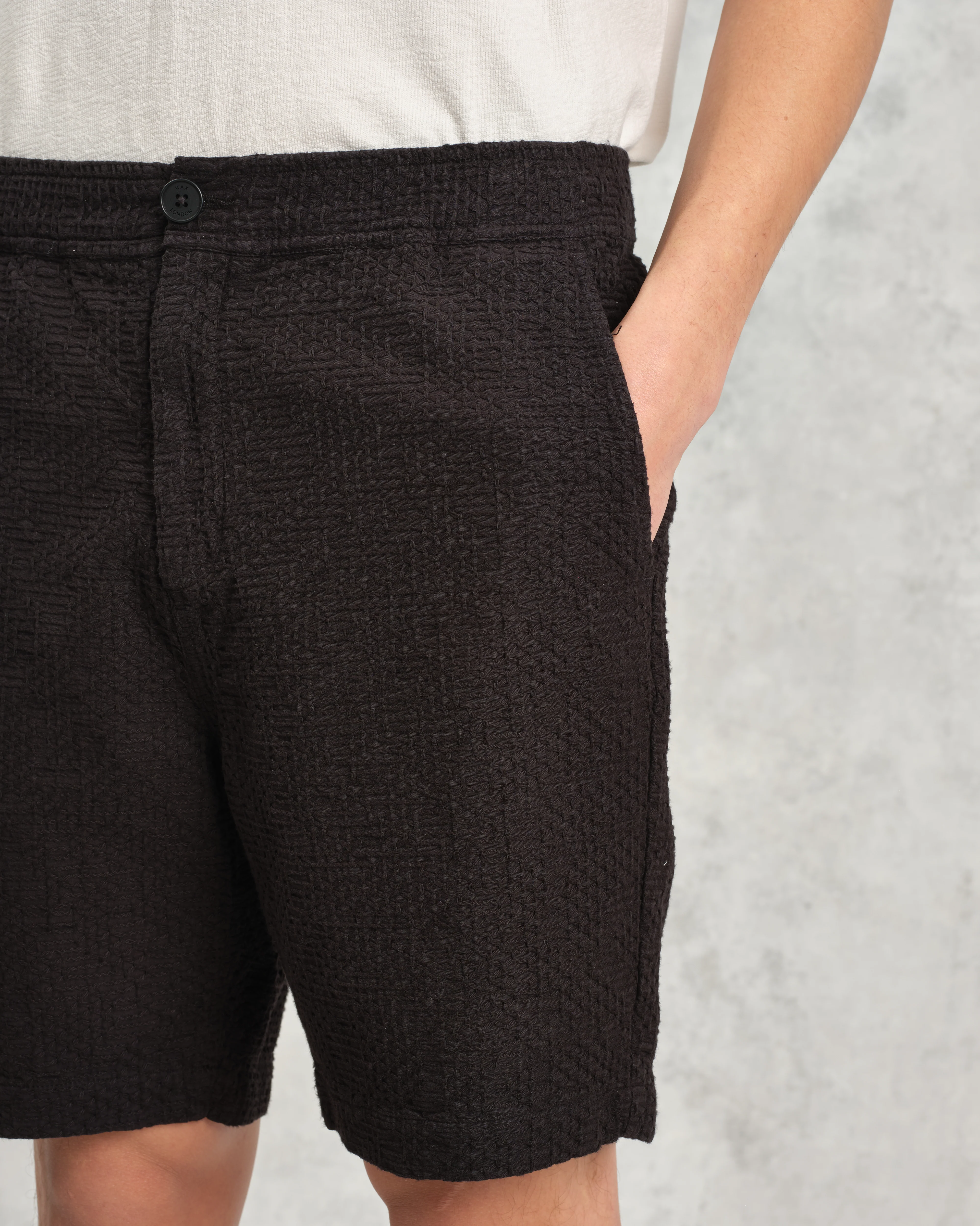 Kurt - Black Honeycomb Cotton Shorts - Image 4