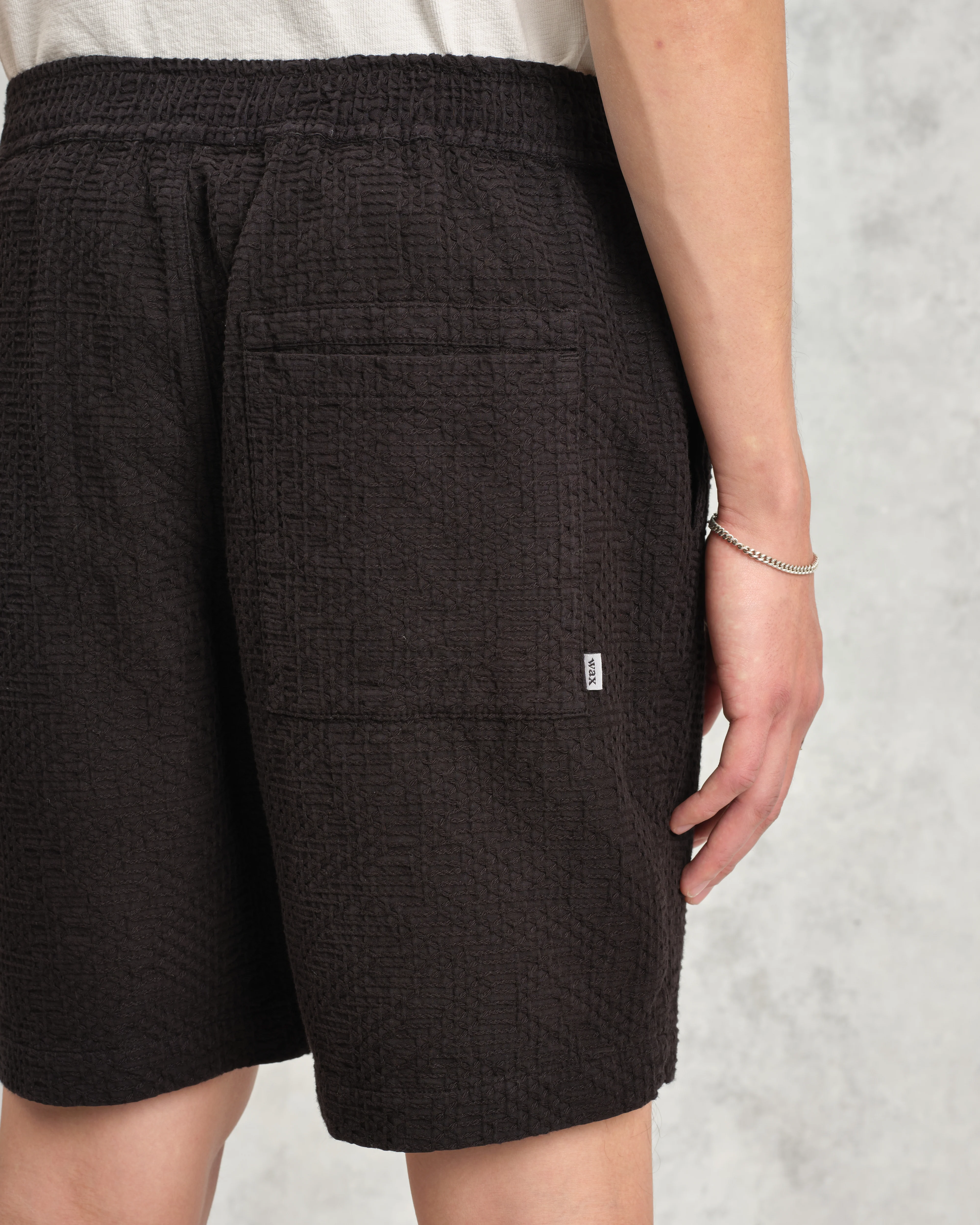 Kurt - Black Honeycomb Cotton Shorts - Image 7