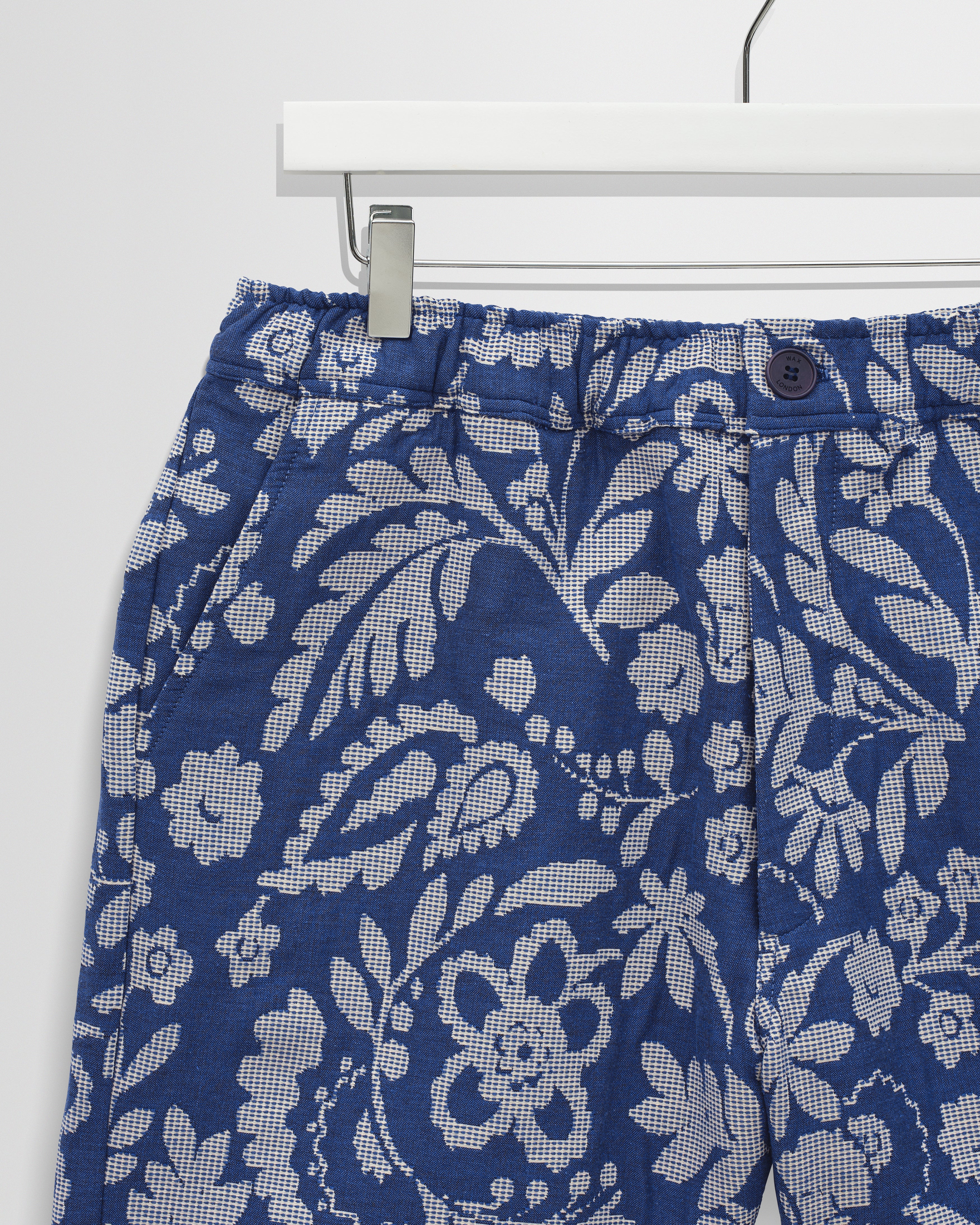 Kurt - Blue And Ecru Floral Jacquard Shorts - Image 7