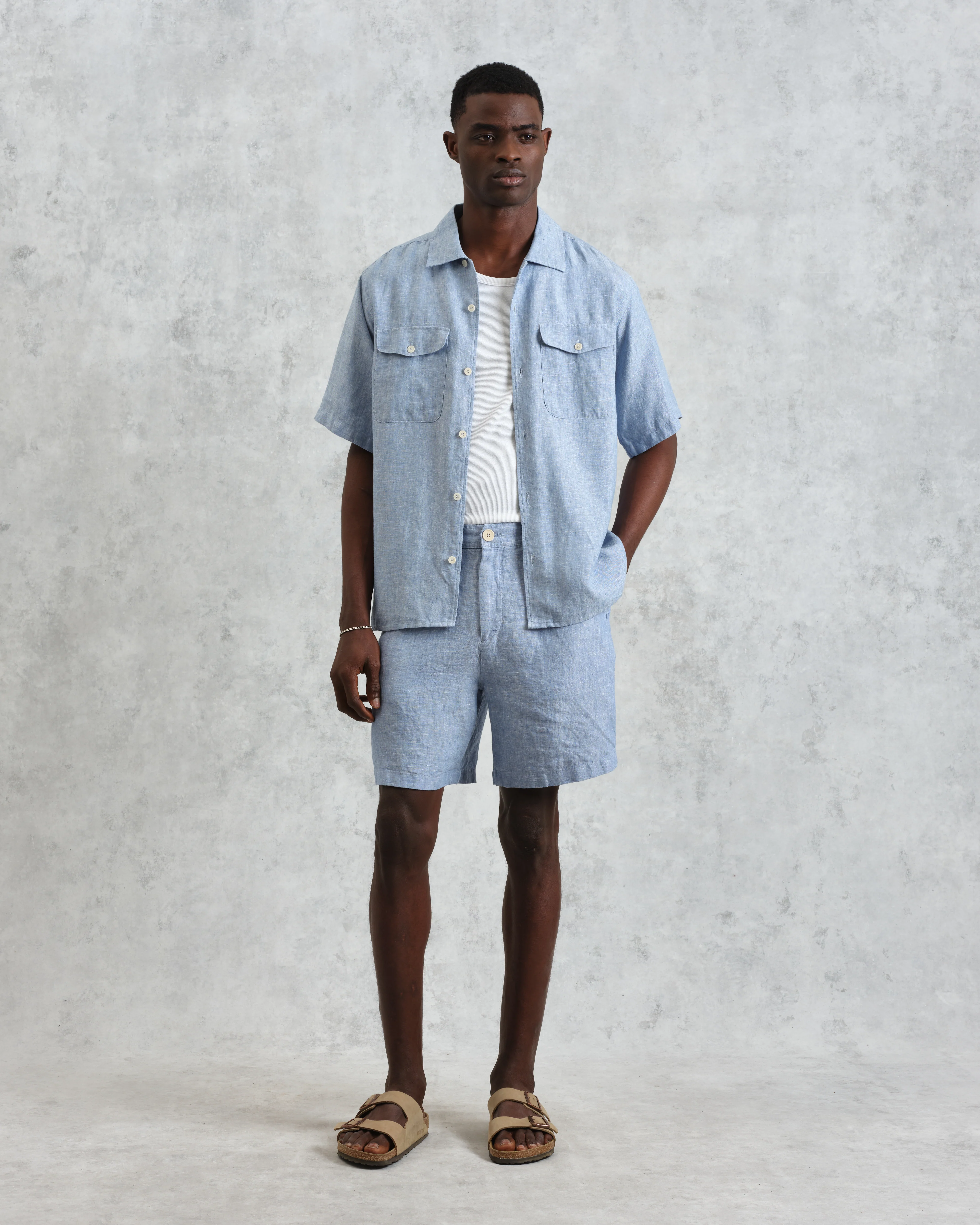 Kurt - Blue Two-Tone Linen Shorts - Image 2