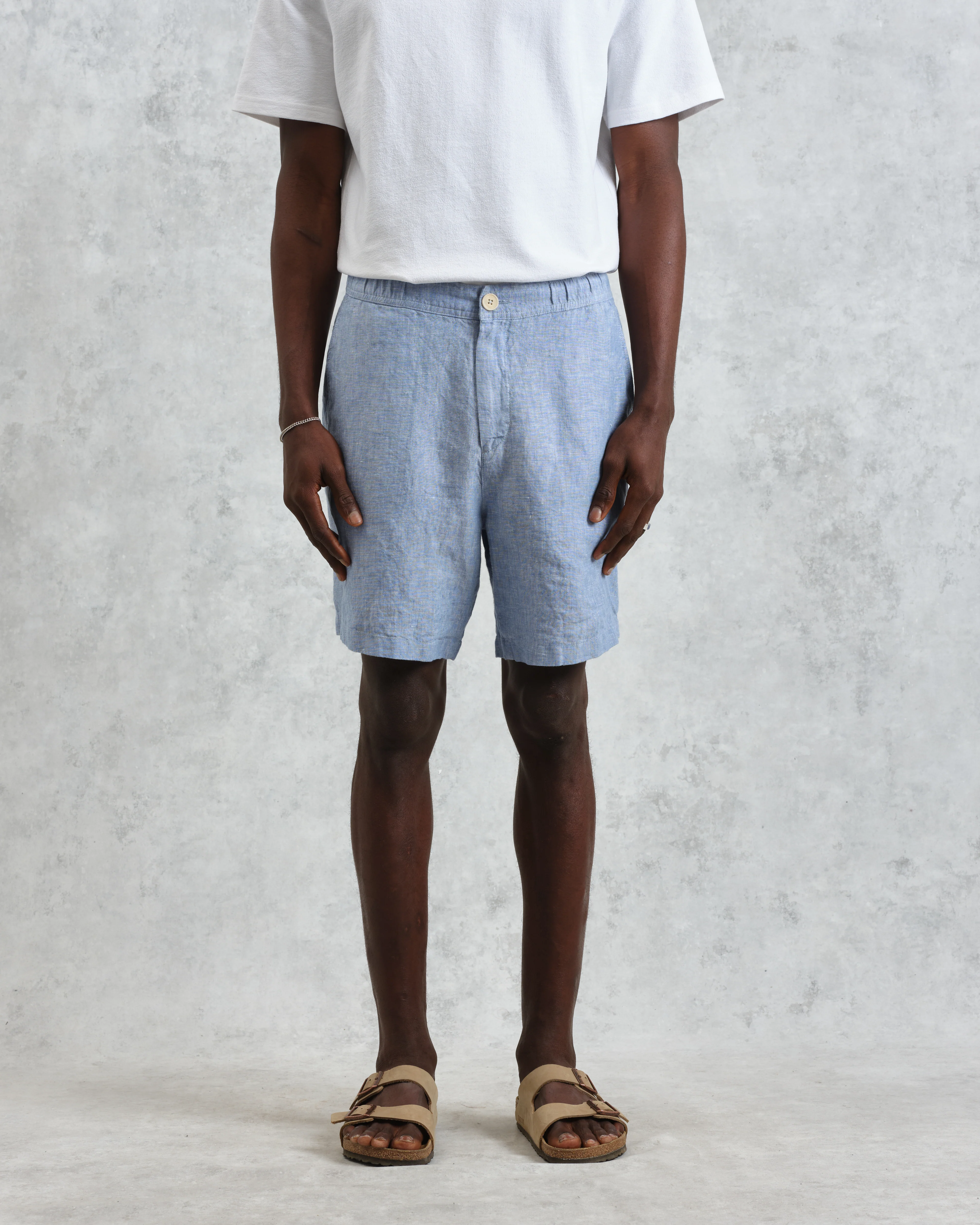 Kurt - Blue Two-Tone Linen Shorts - Image 4