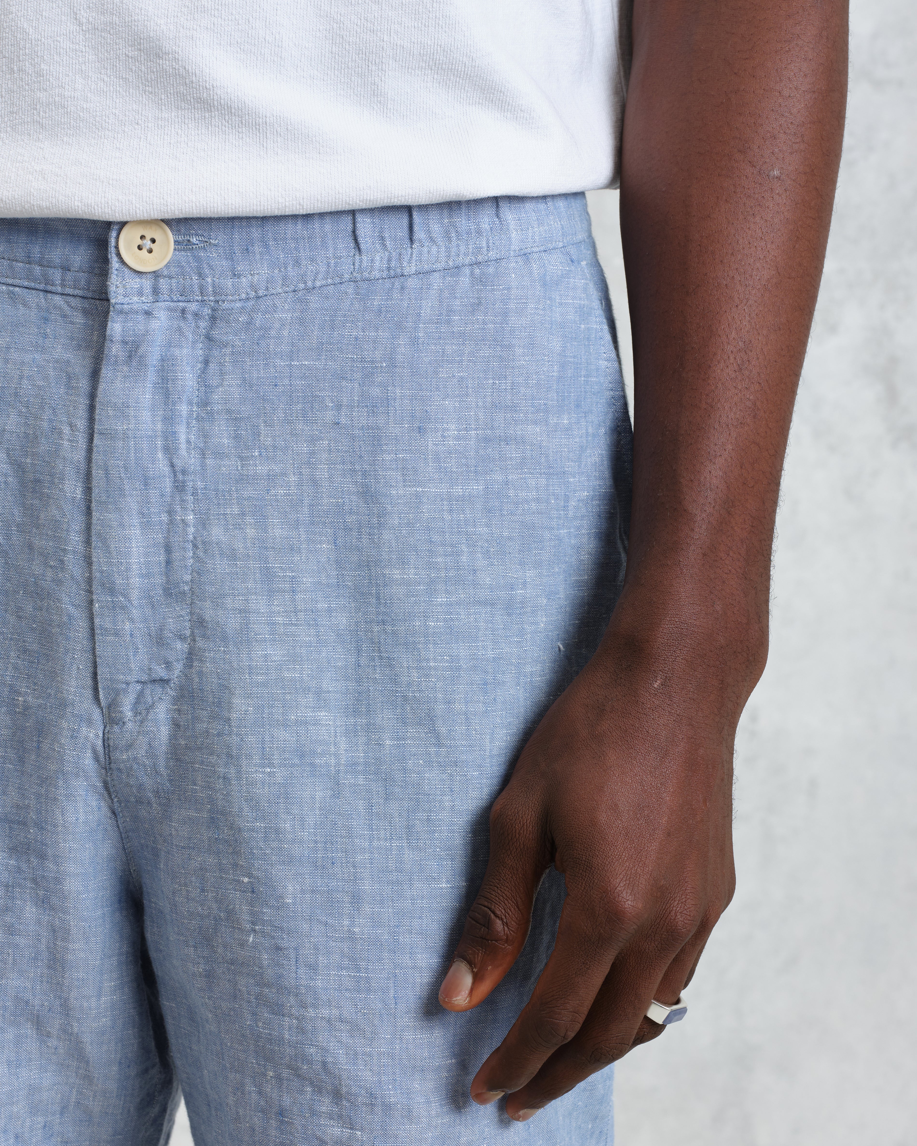 Kurt - Blue Two-Tone Linen Shorts - Image 5