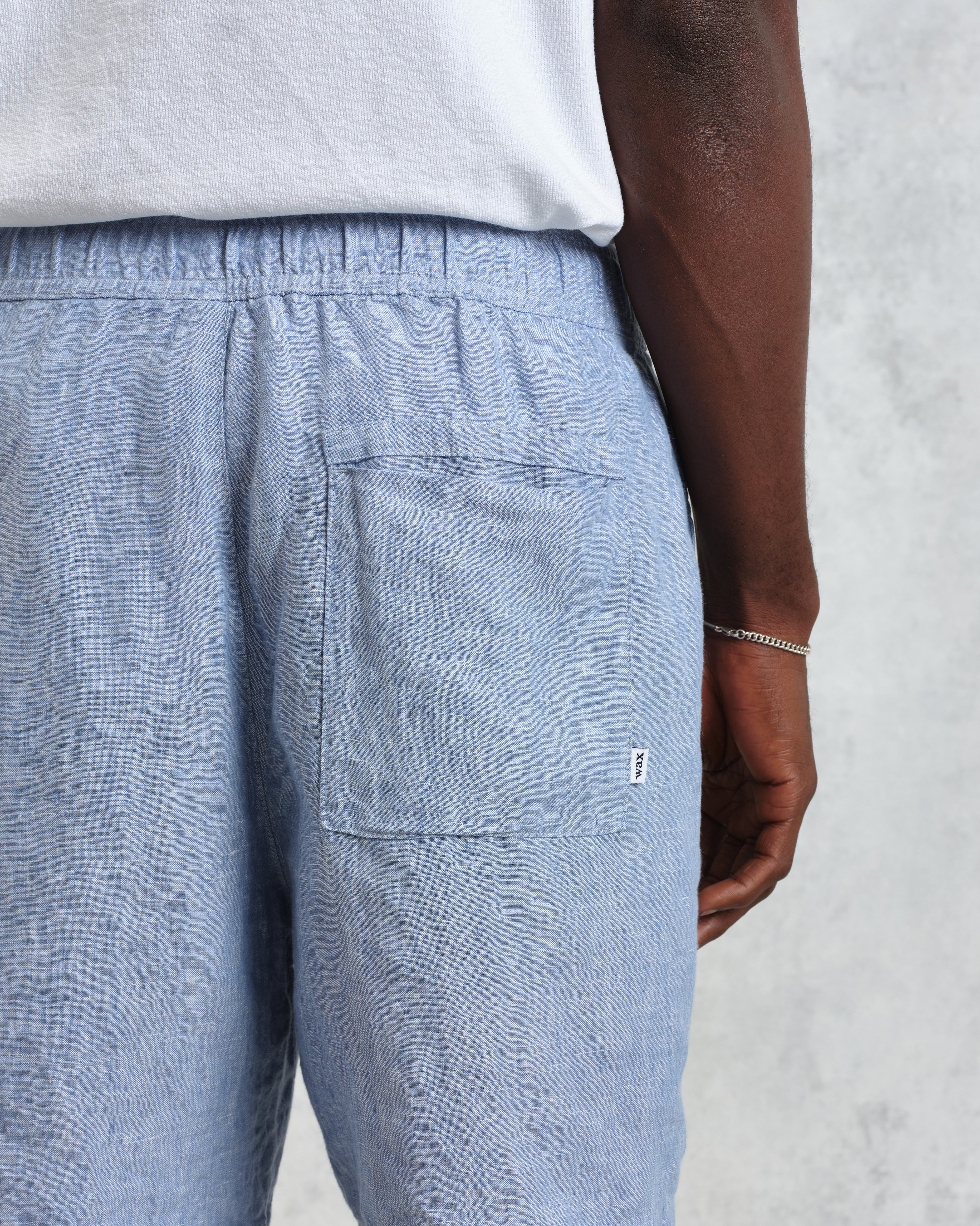 Kurt - Blue Two-Tone Linen Shorts - Image 8
