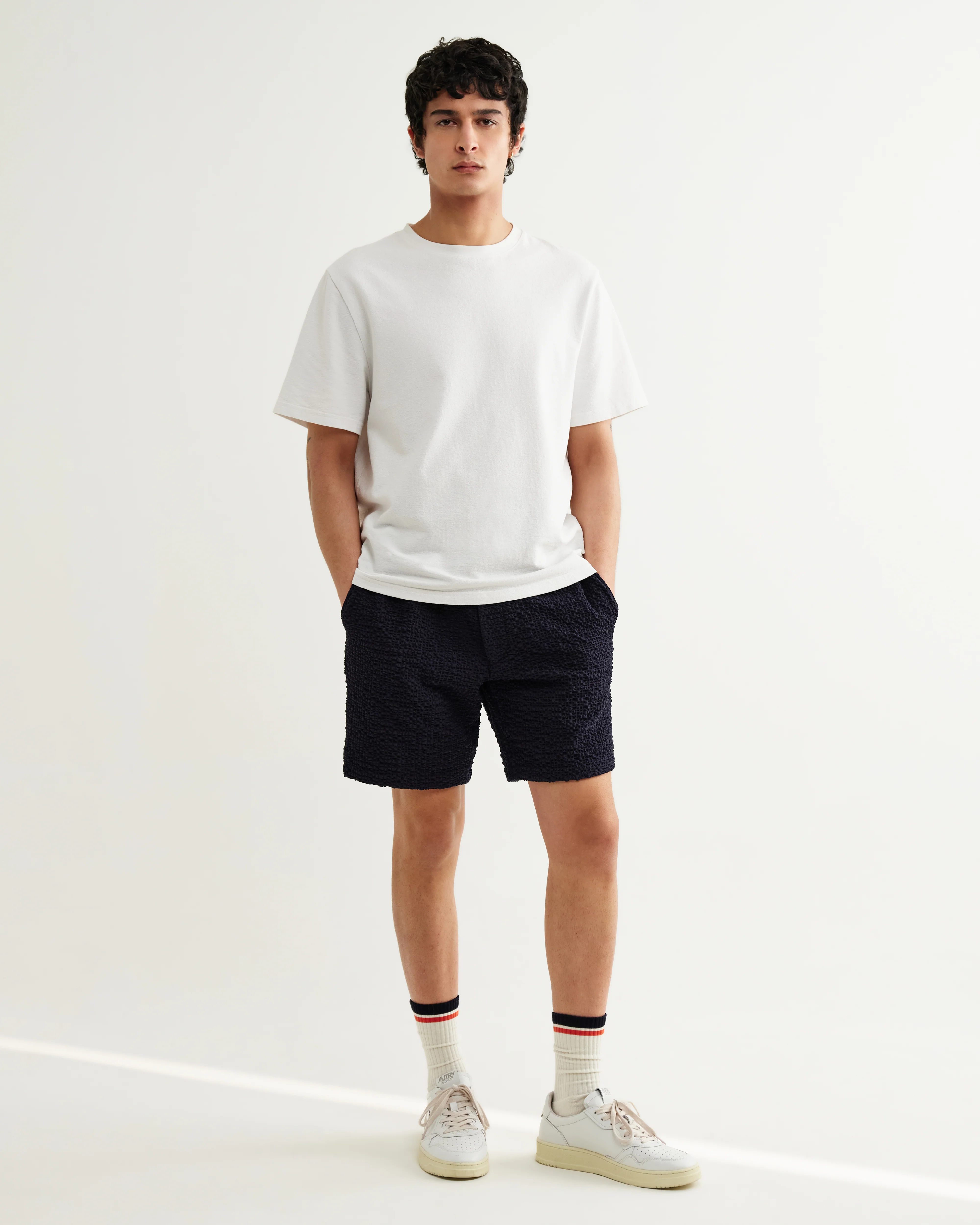 Kurt - Dark Navy Jumbo Seersucker Shorts - Image 2