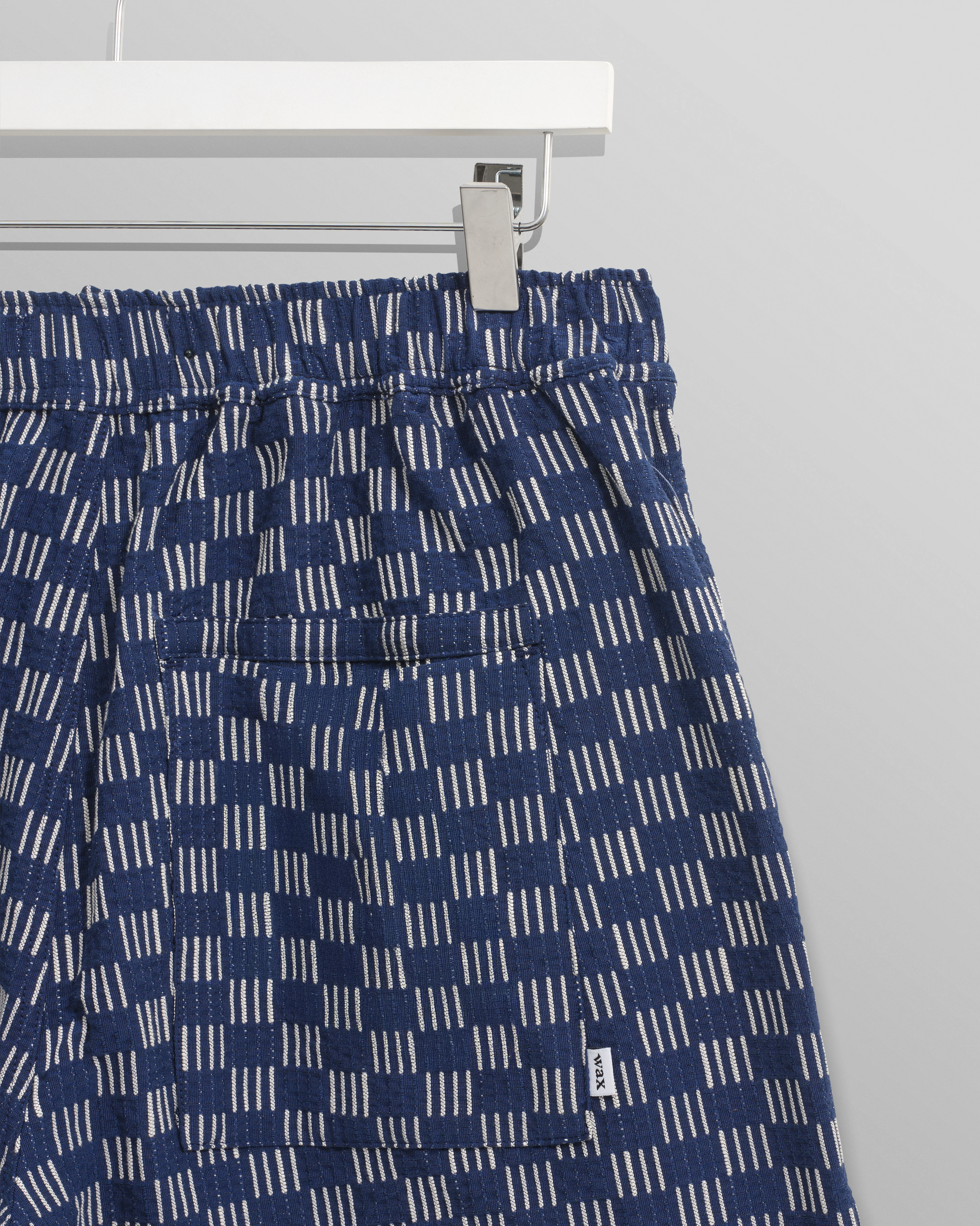 Kurt - Indigo And Ecru Geometric Grid Stitch Shorts - Image 11
