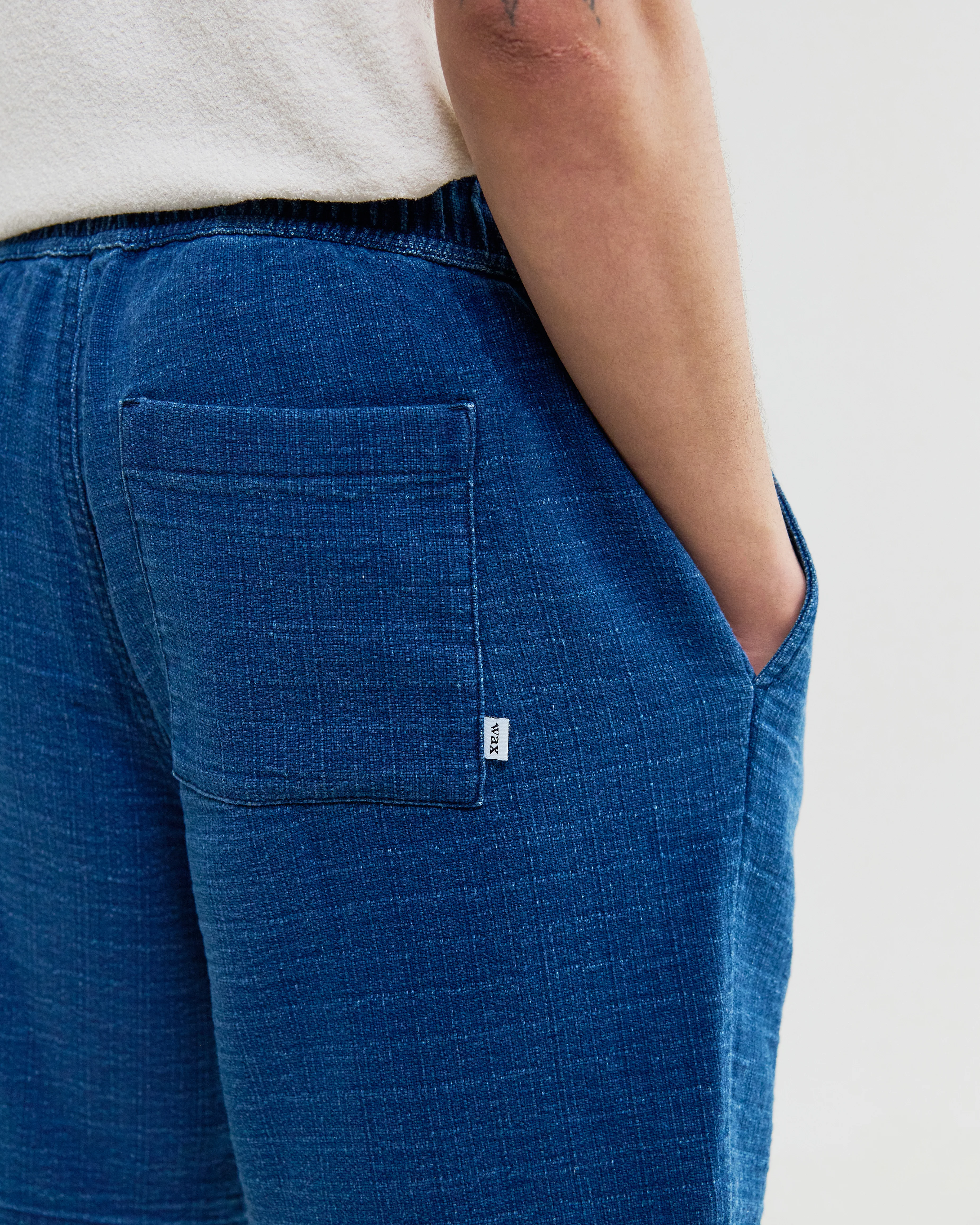 Kurt - Indigo Dobby Textured Organic Cotton Shorts - Image 9