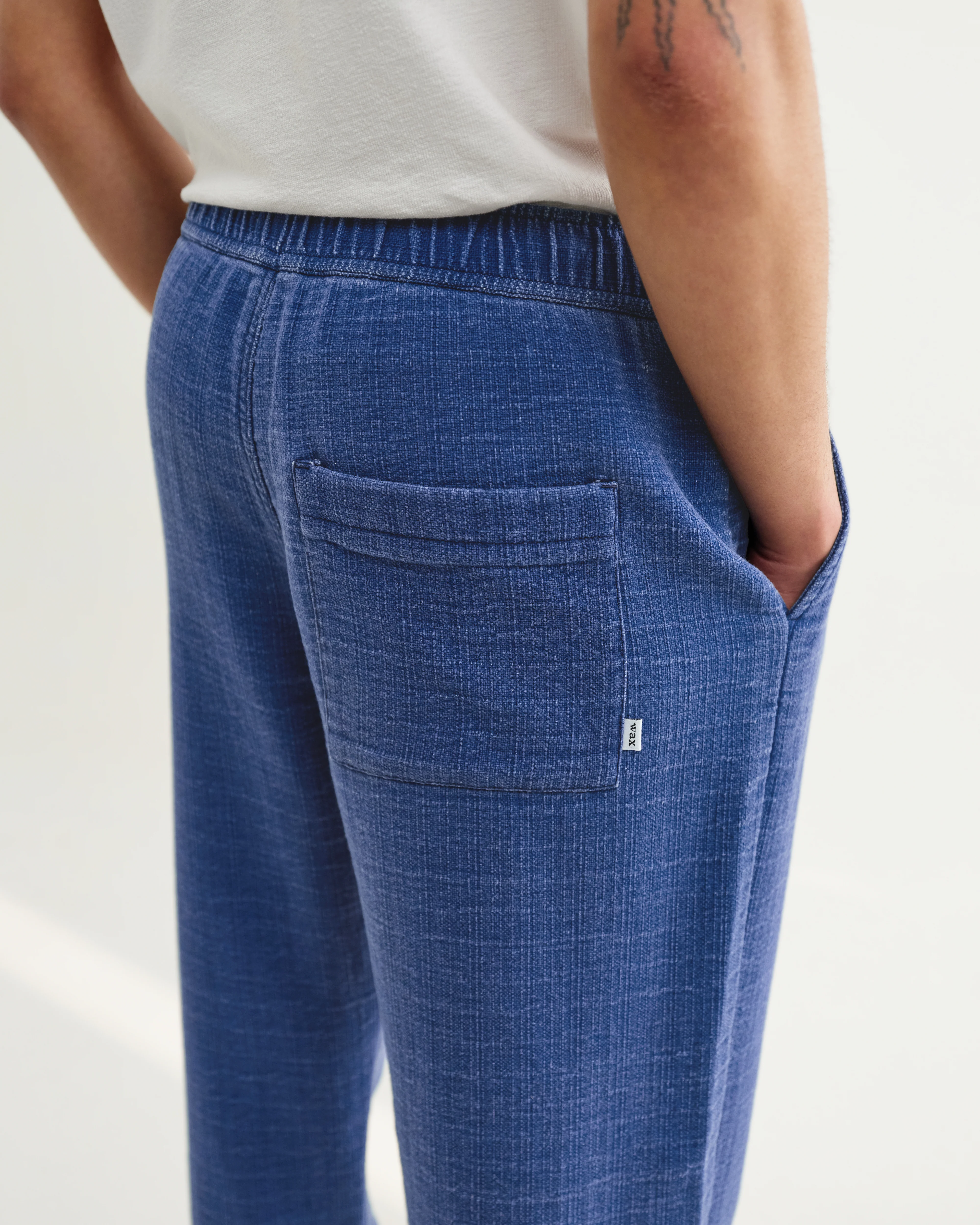 Kurt - Indigo Textured Organic Dobby Cotton Relaxed Fit Trousers - Image 5