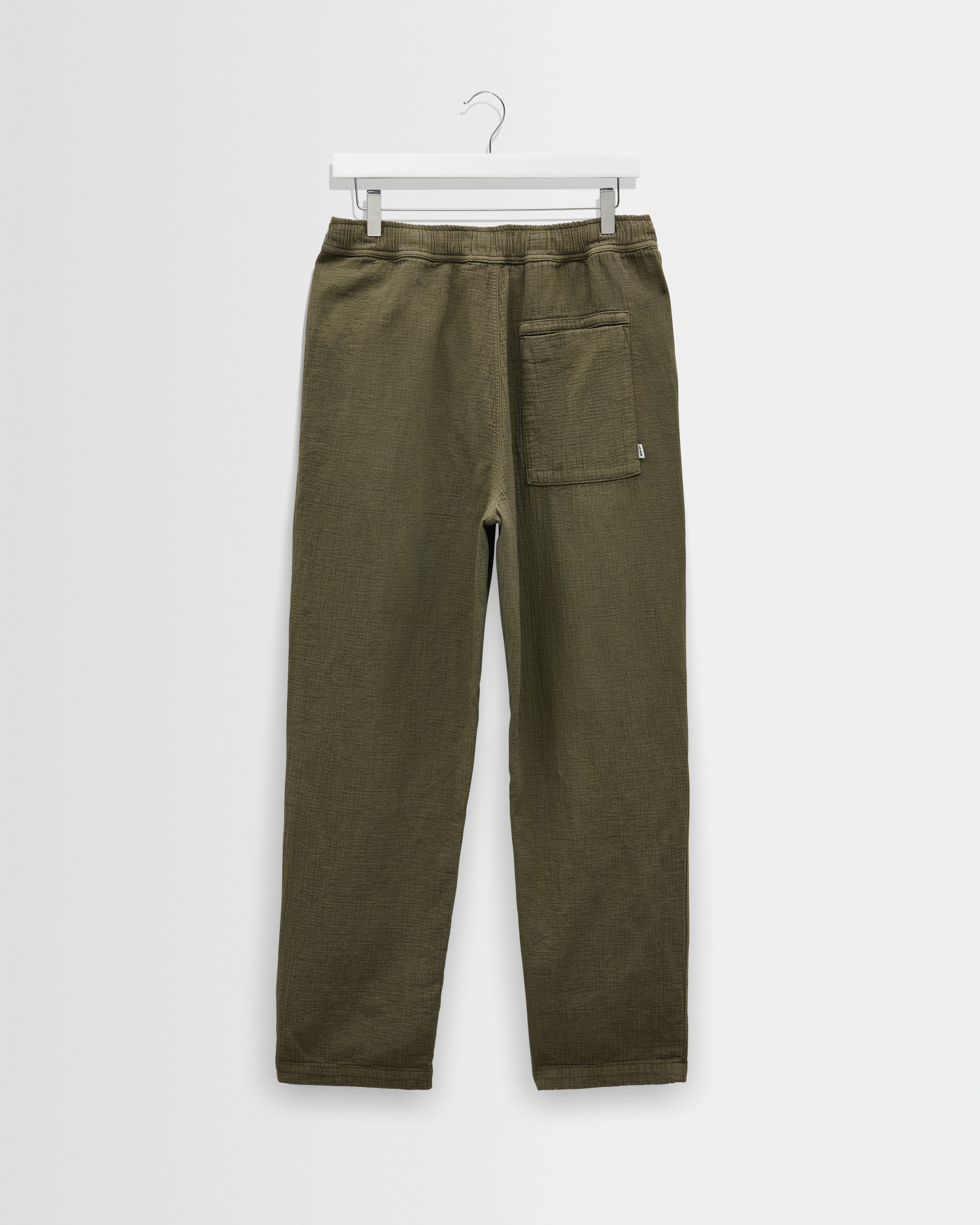 Kurt - Khaki Crinkle Cotton-Linen Relaxed Fit Trousers - Image 8