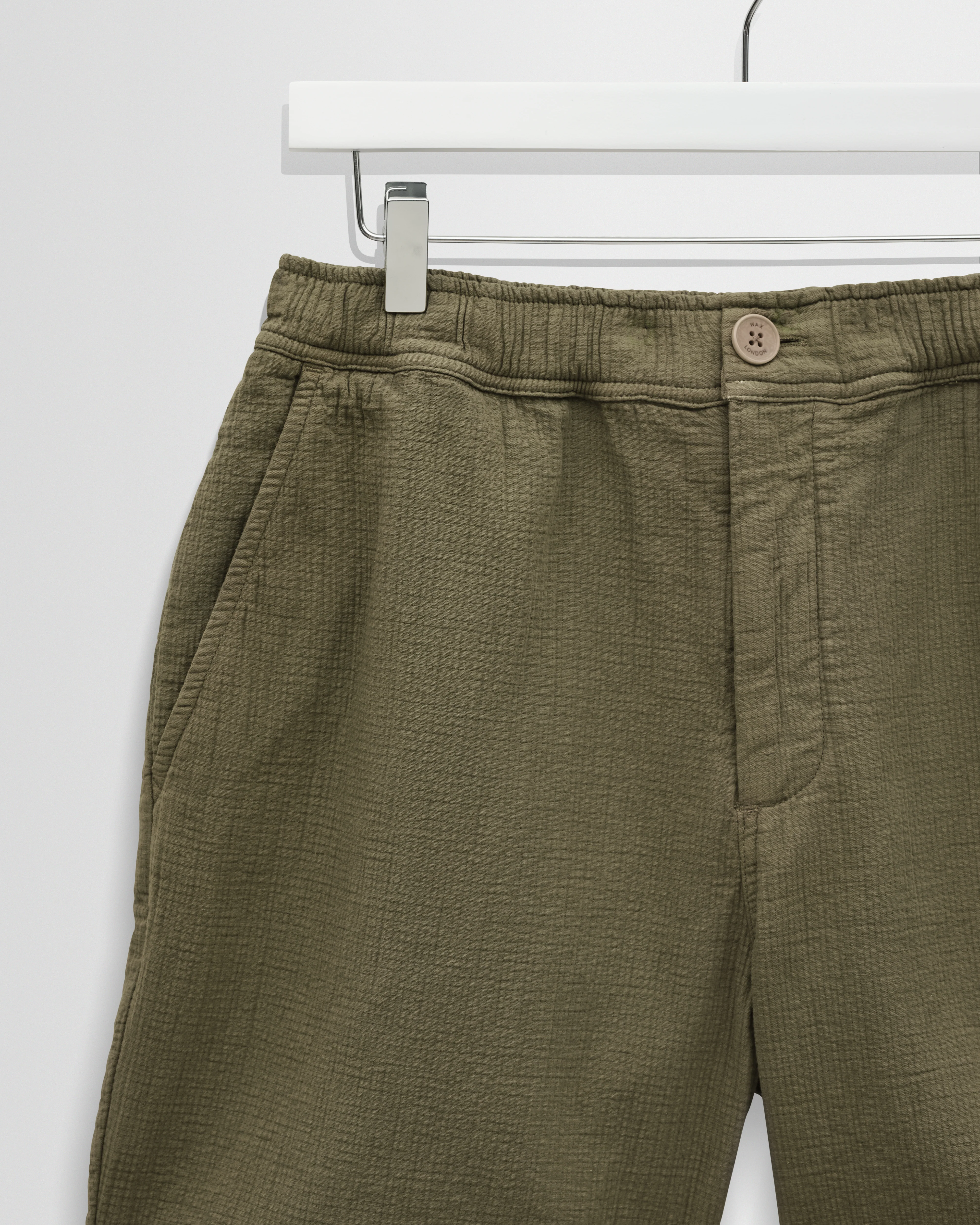 Kurt - Khaki Crinkle Cotton-Linen Shorts - Image 7