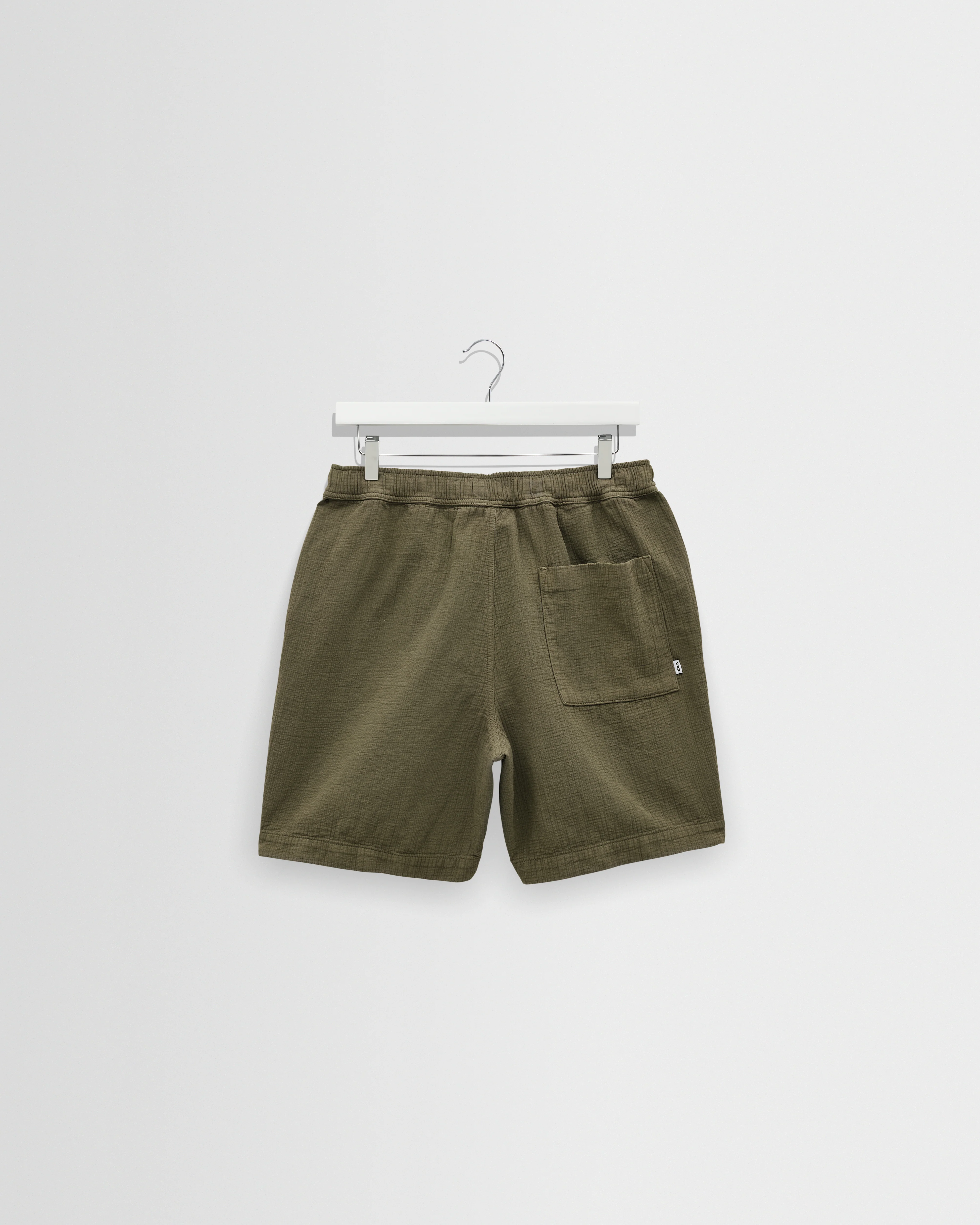 Kurt - Khaki Crinkle Cotton-Linen Shorts - Image 8