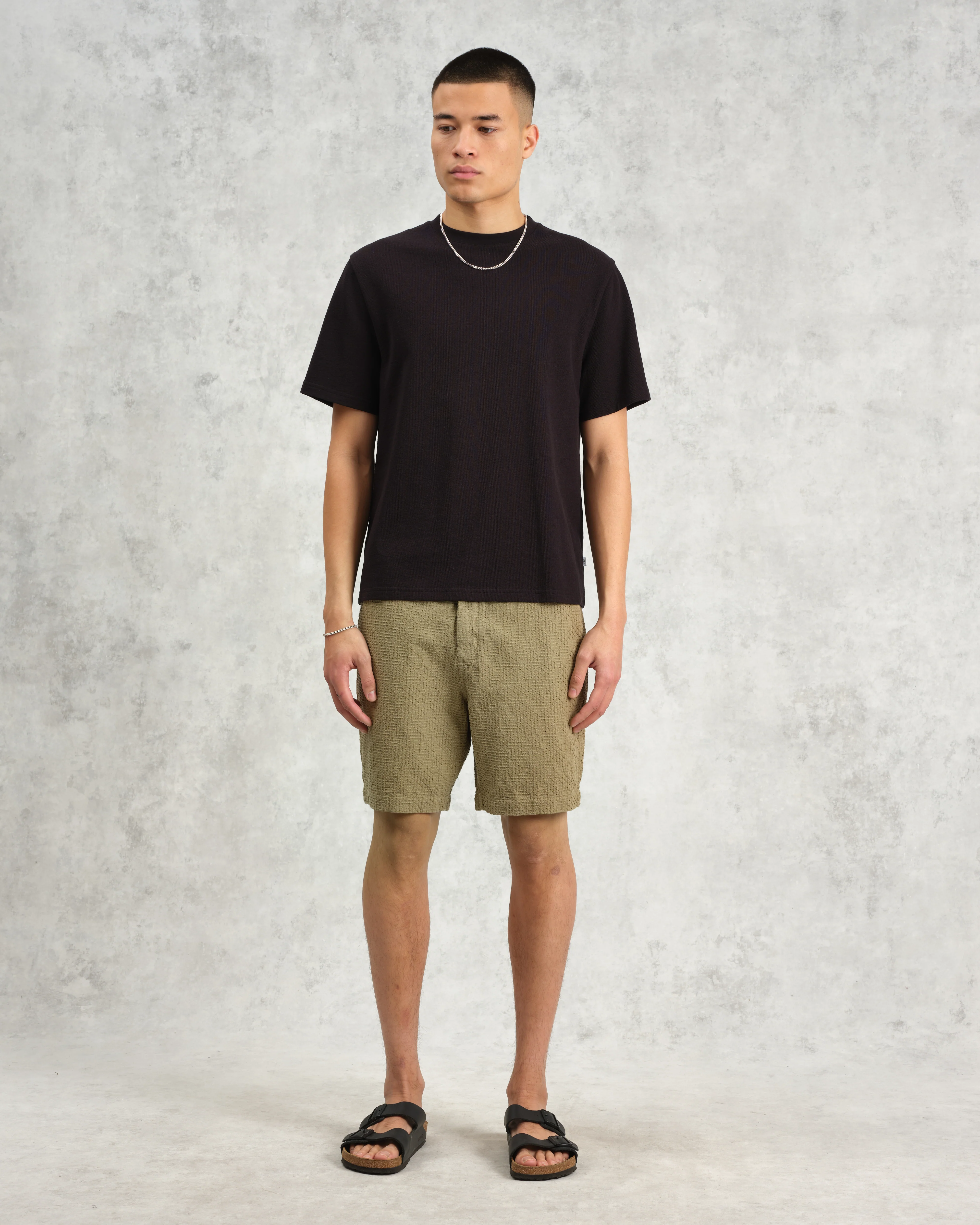 Kurt - Khaki Honeycomb Cotton Shorts - Image 2