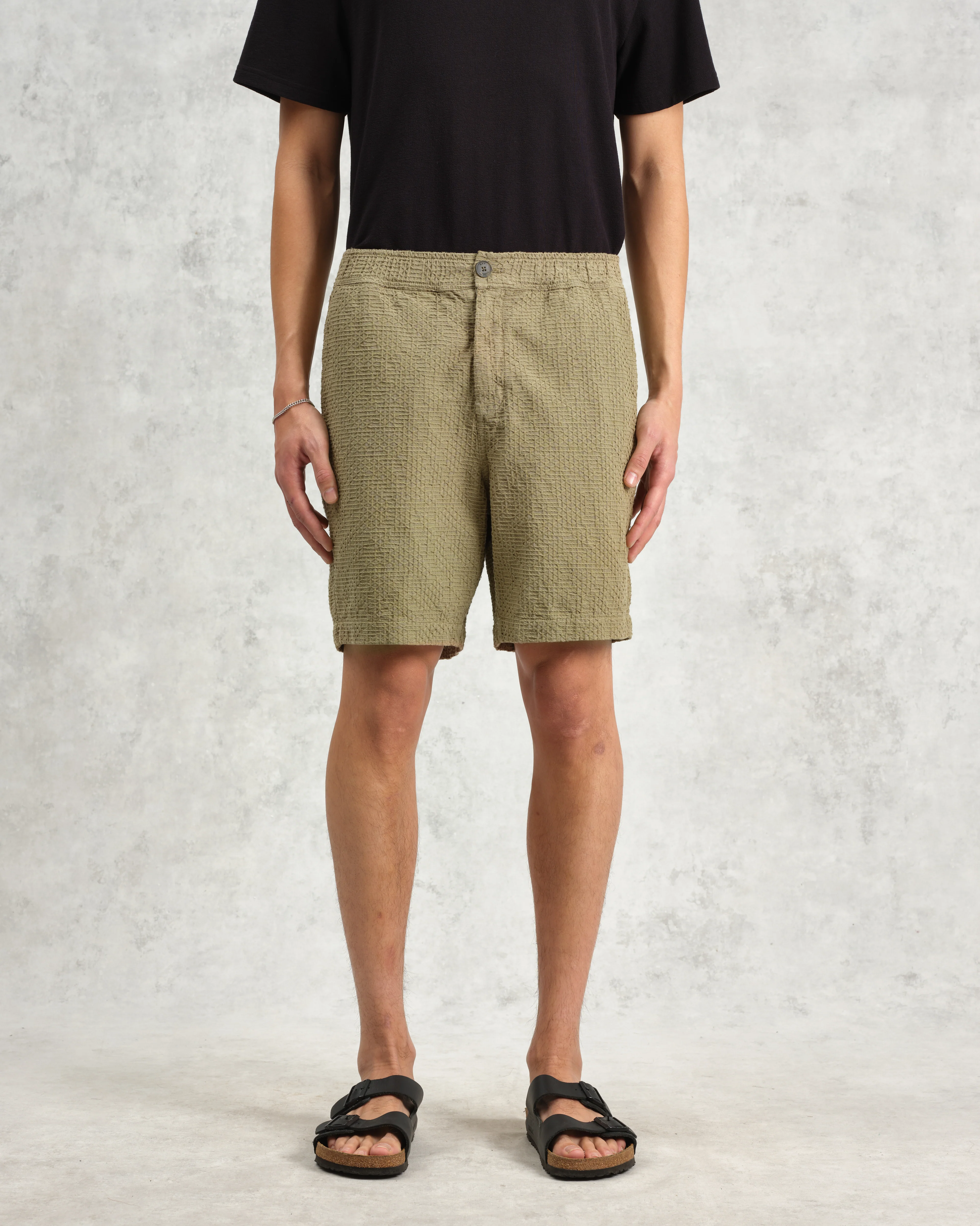 Kurt - Khaki Honeycomb Cotton Shorts - Image 3