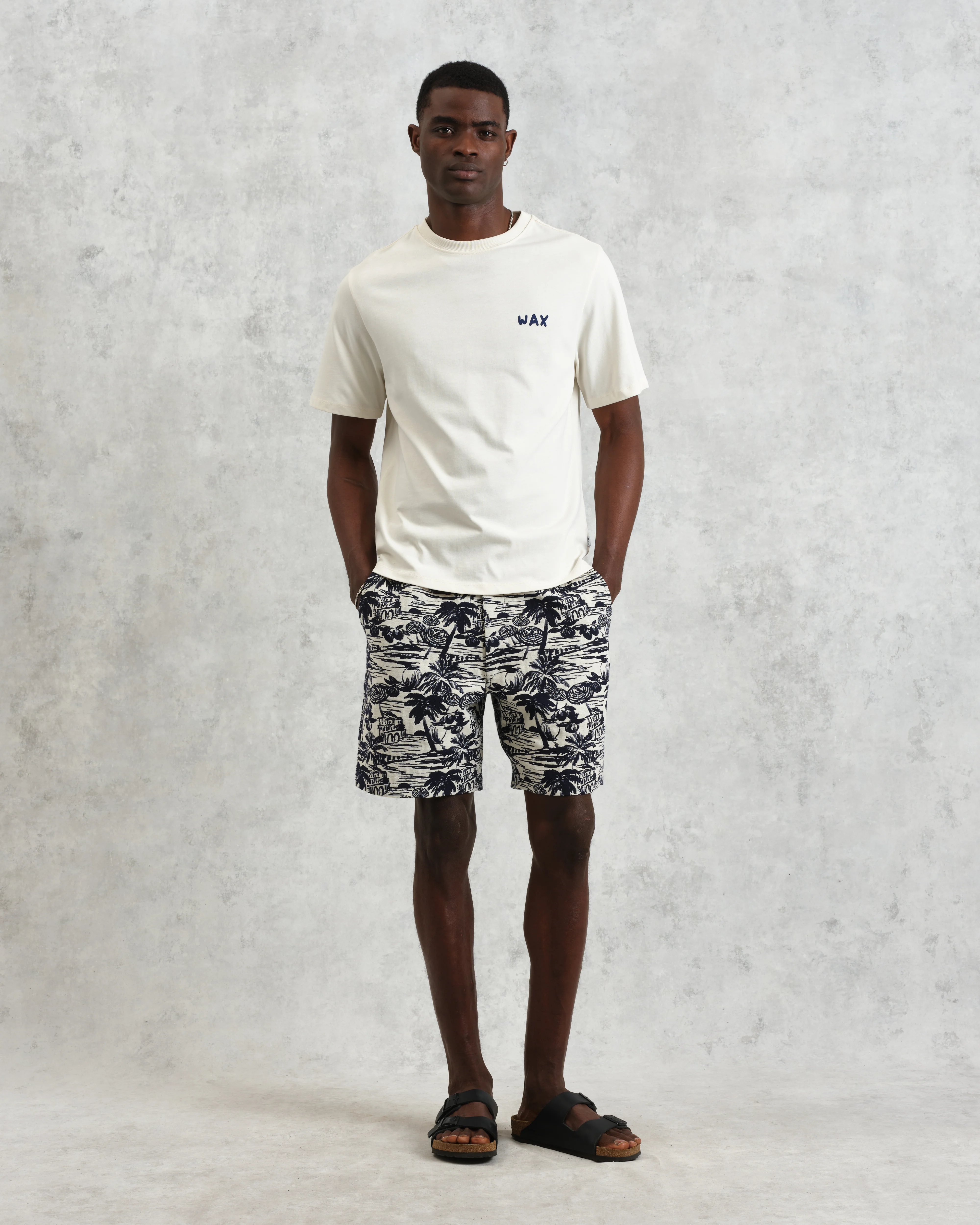 Kurt - Navy And Ecru Beach Jacquard Shorts - Image 2