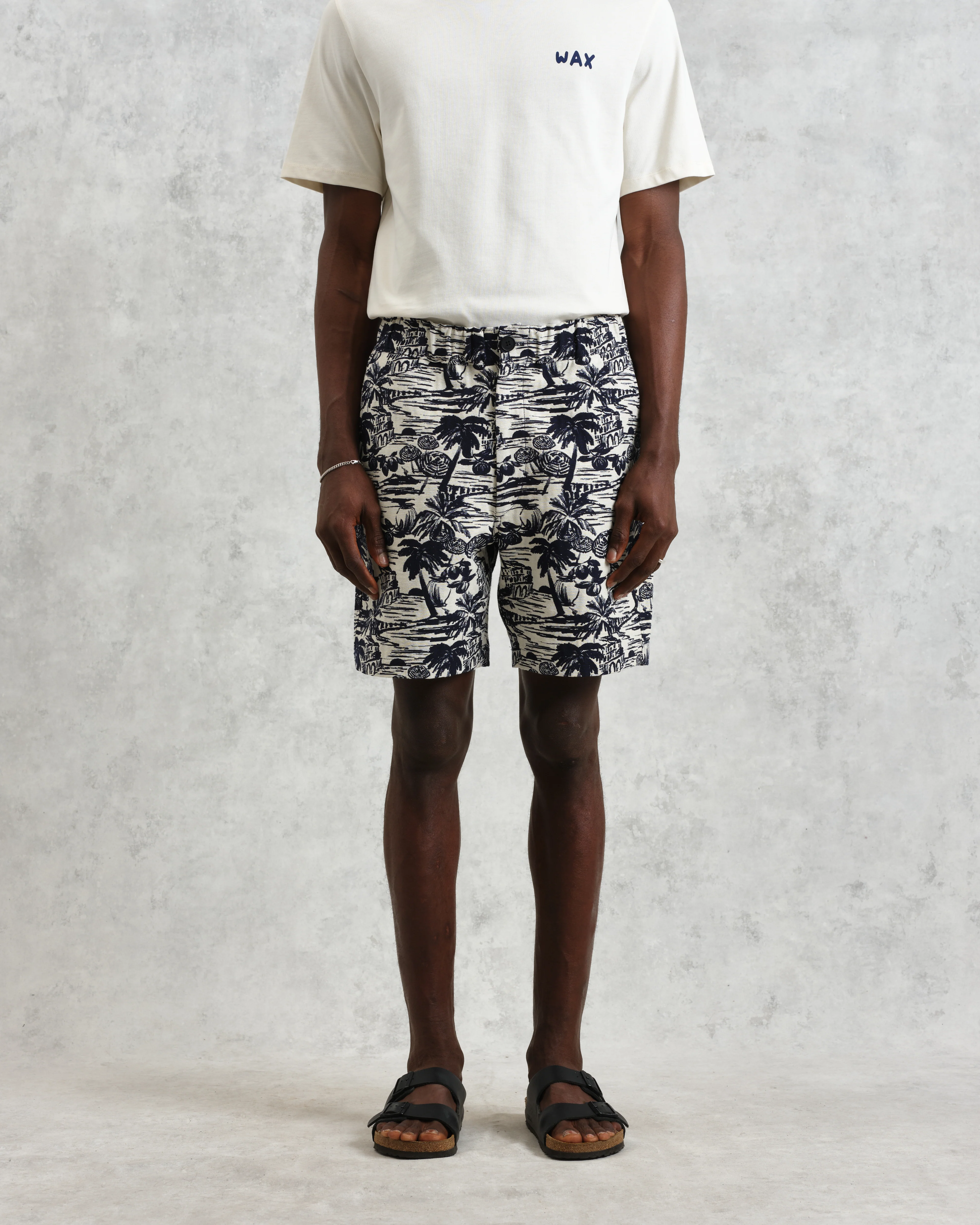 Kurt - Navy And Ecru Beach Jacquard Shorts - Image 3