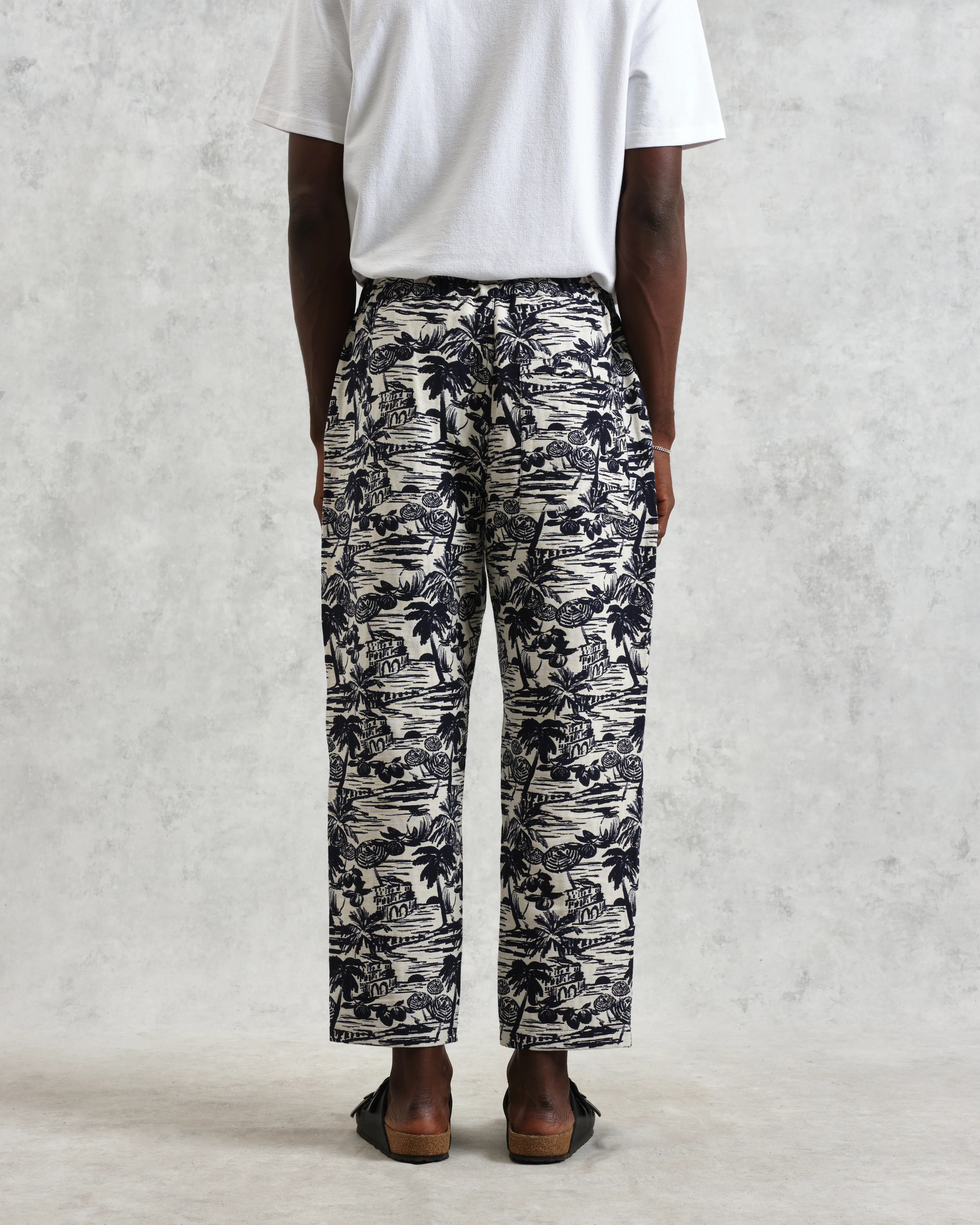 Kurt - Navy And Ecru Beach Jacquard Trousers - Image 6
