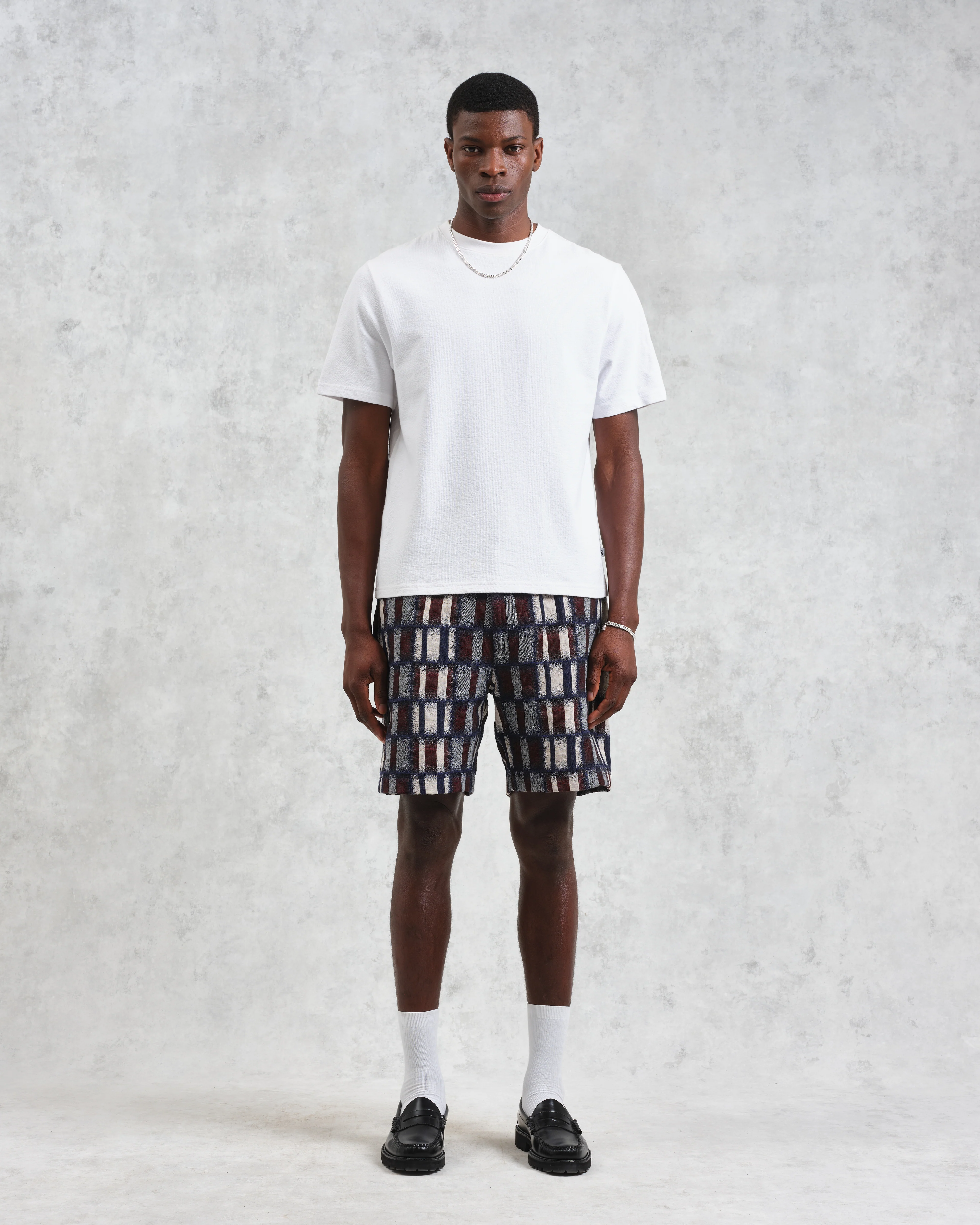 Kurt - Navy And Red Ombre Grid Shorts - Image 2