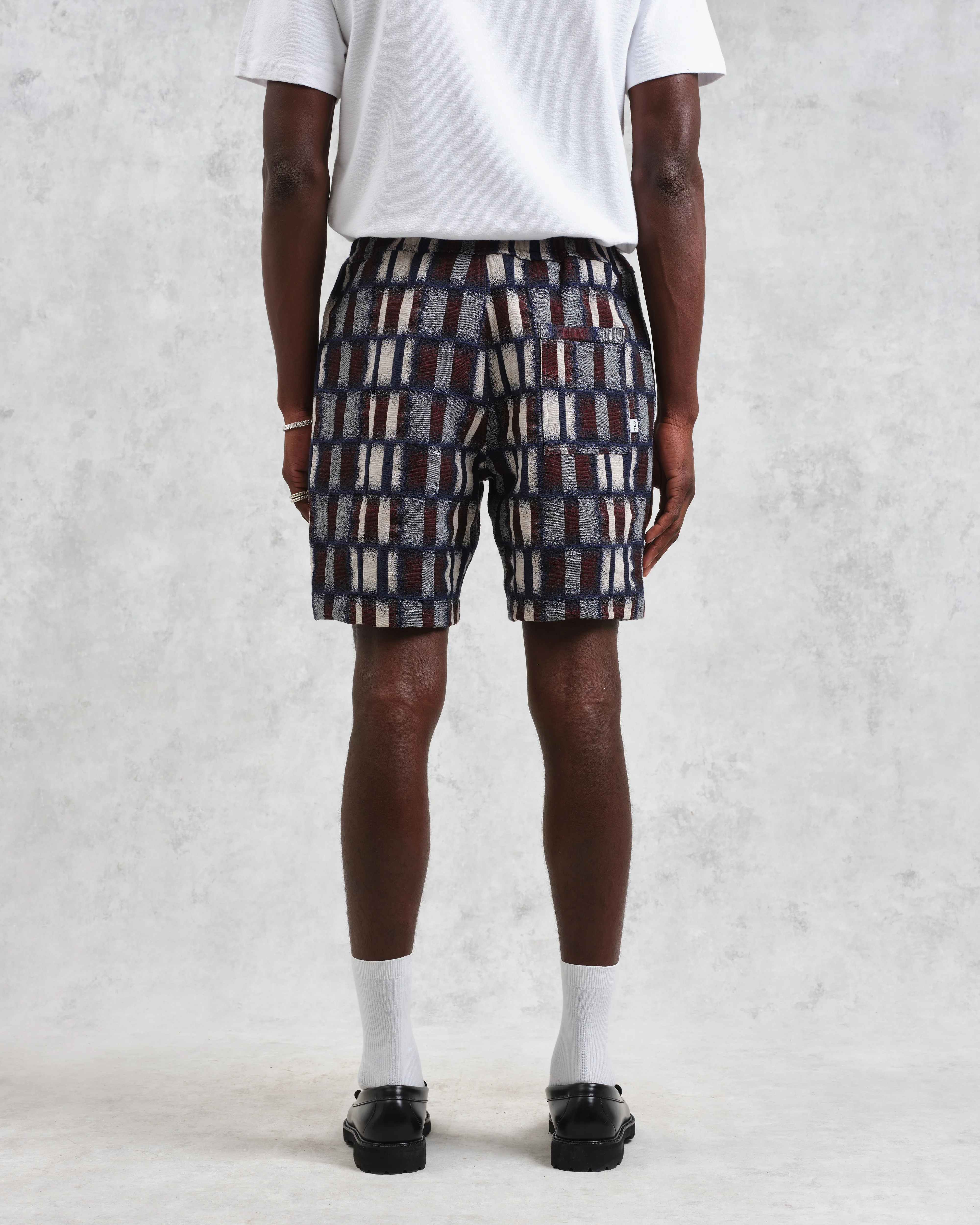 Kurt - Navy And Red Ombre Grid Shorts - Image 6