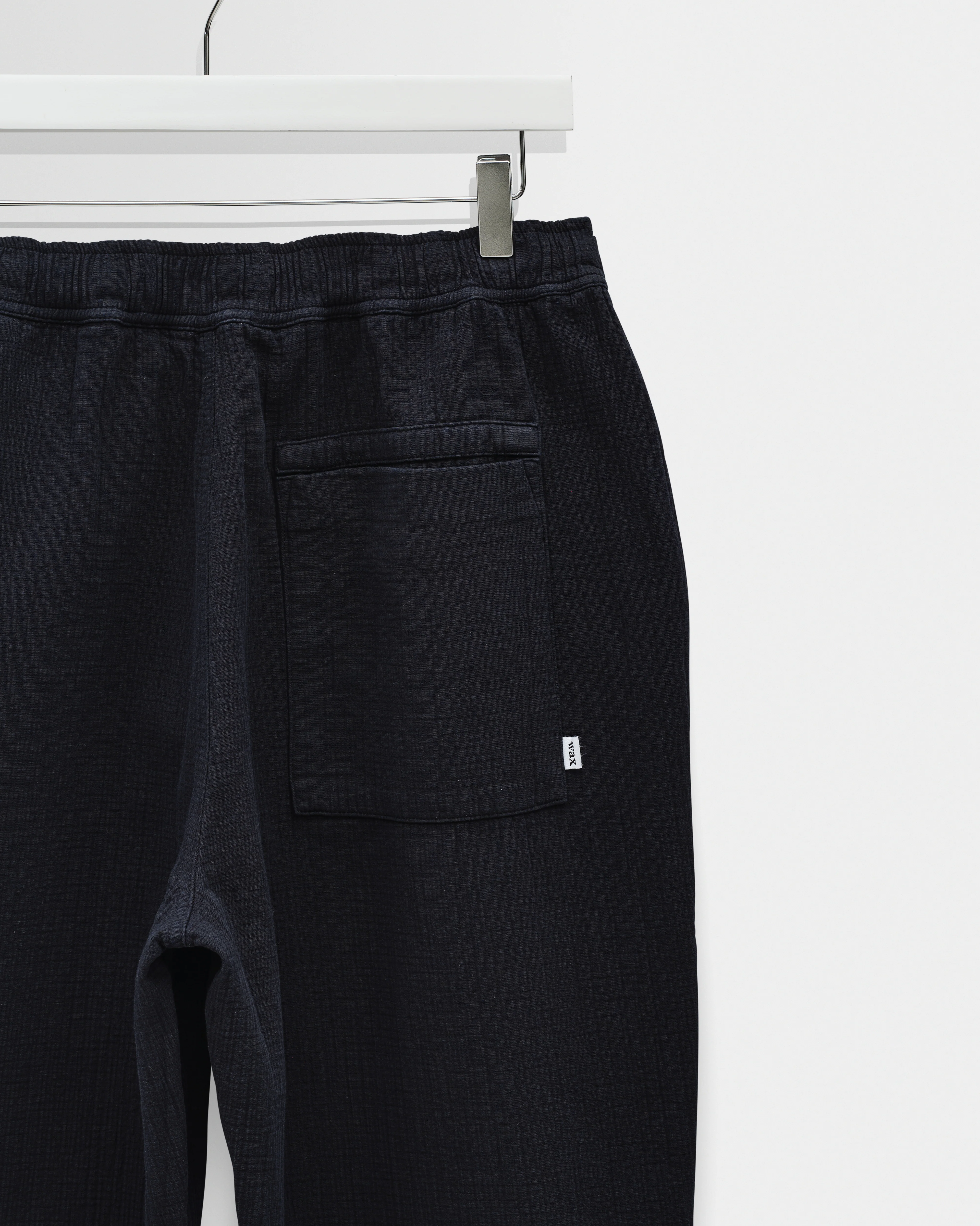 Kurt - Navy Crinkle Cotton-Linen Relaxed Fit Trousers - Image 10