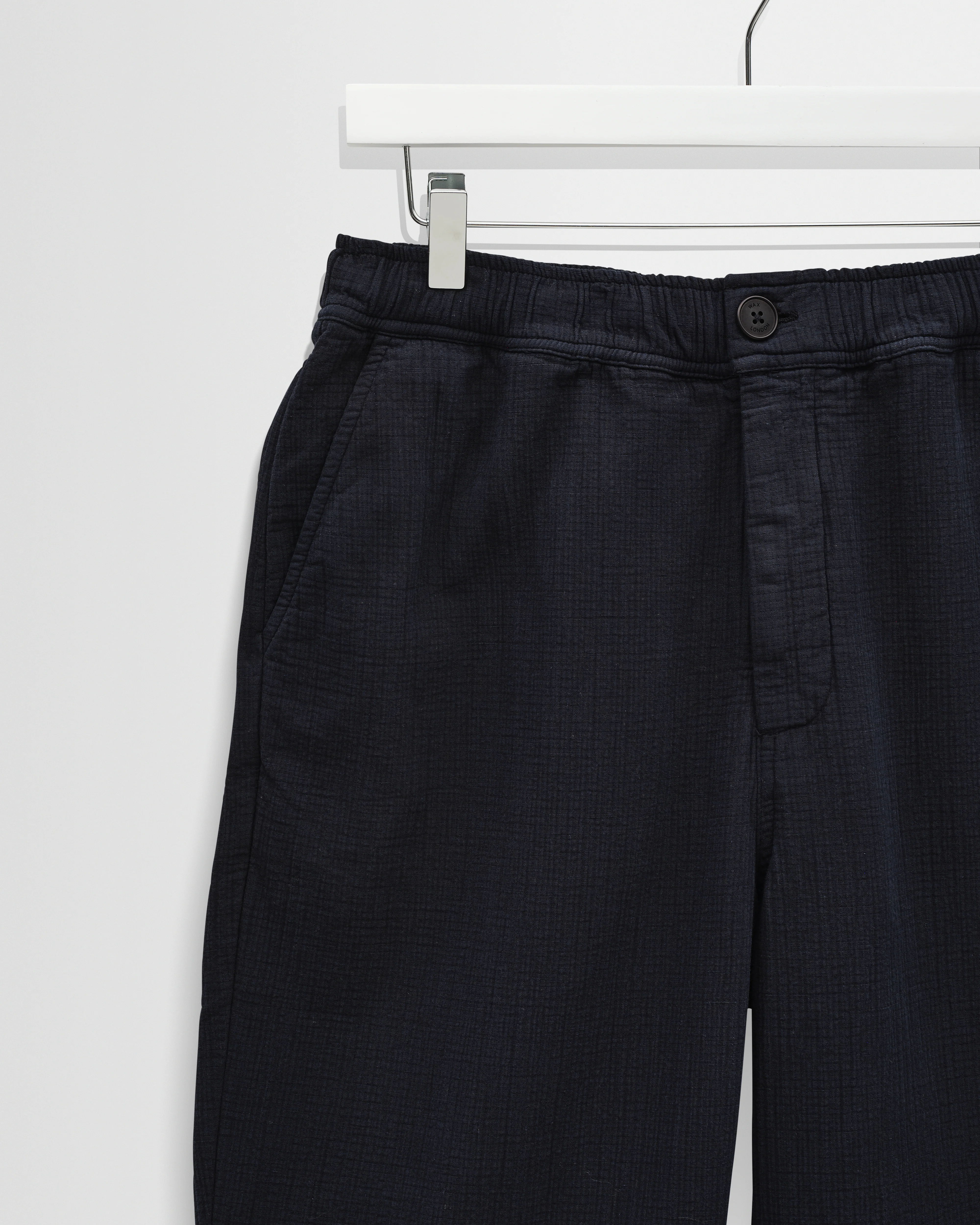 Kurt - Navy Crinkle Cotton-Linen Relaxed Fit Trousers - Image 8