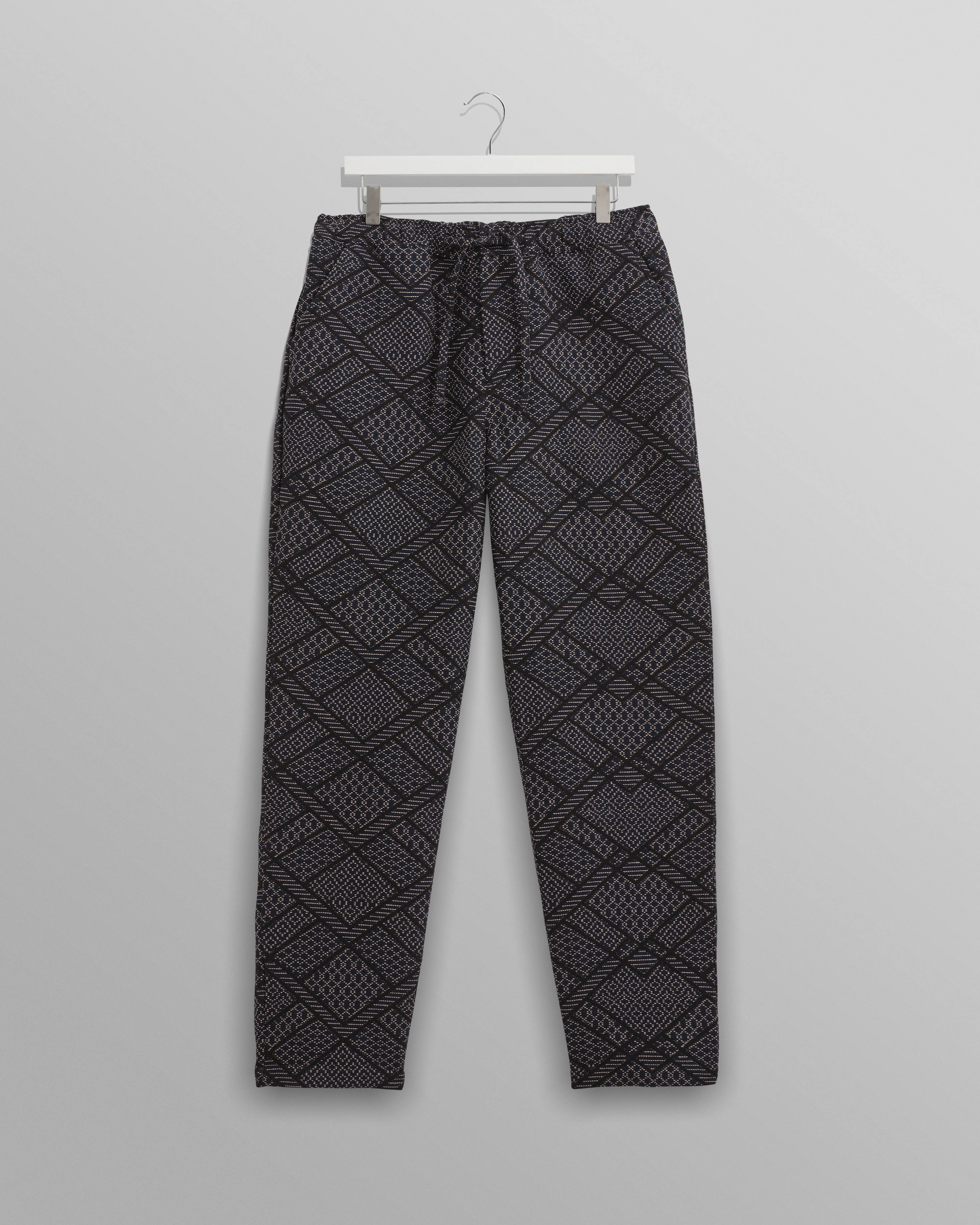 Kurt - Navy Diamond Stitch Jacquard Trousers