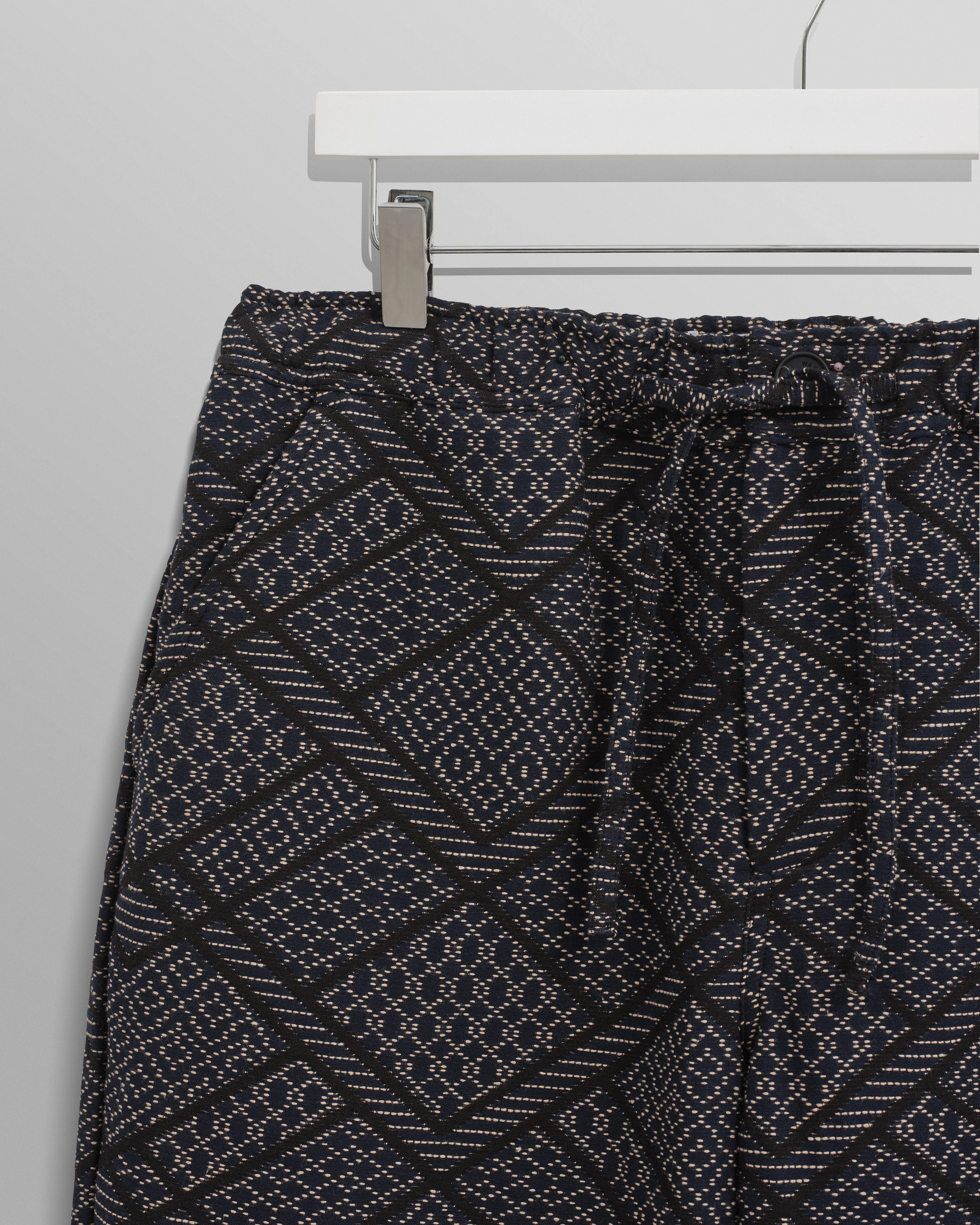 Kurt - Navy Diamond Stitch Jacquard Trousers - Image 8