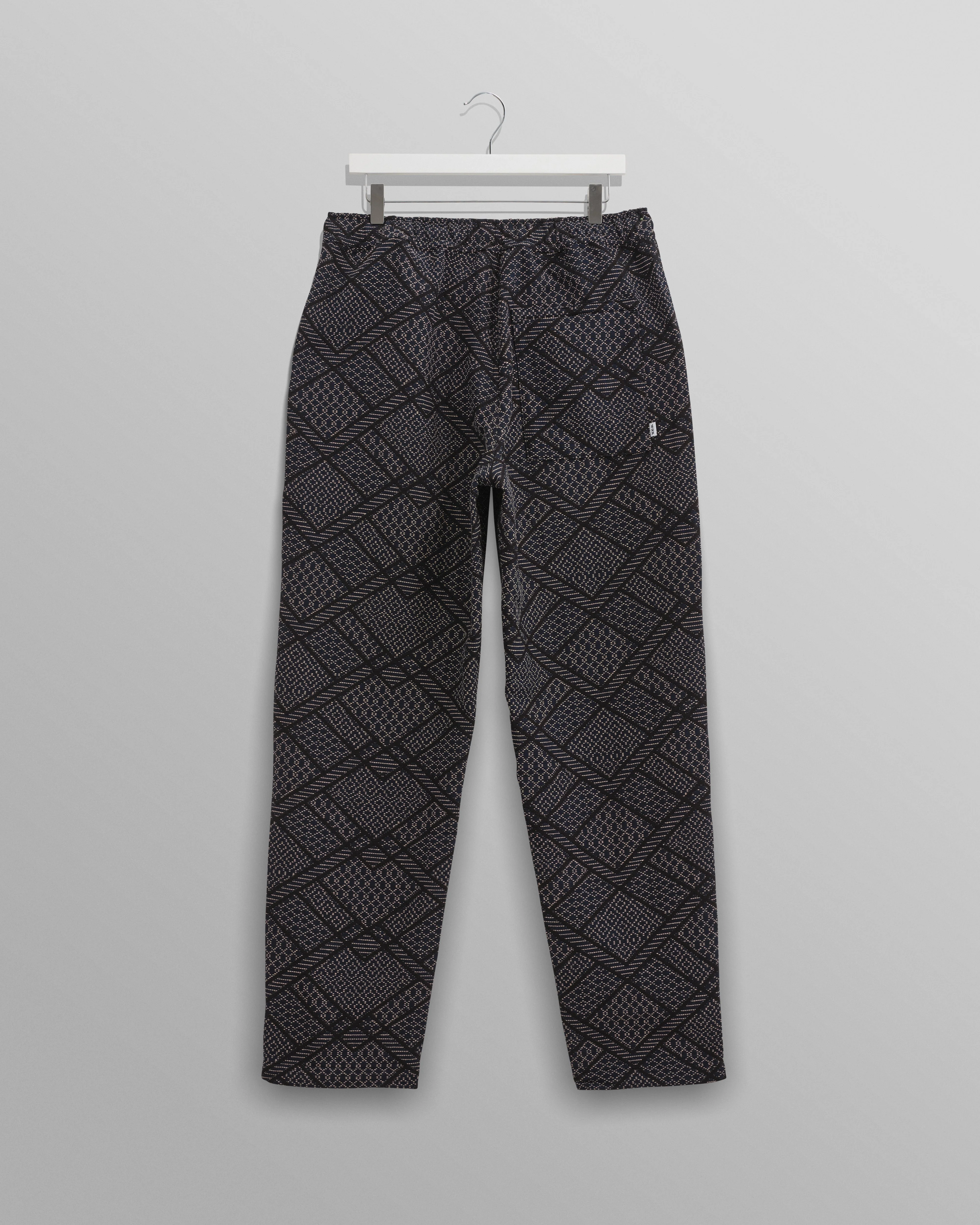 Kurt - Navy Diamond Stitch Jacquard Trousers - Image 9