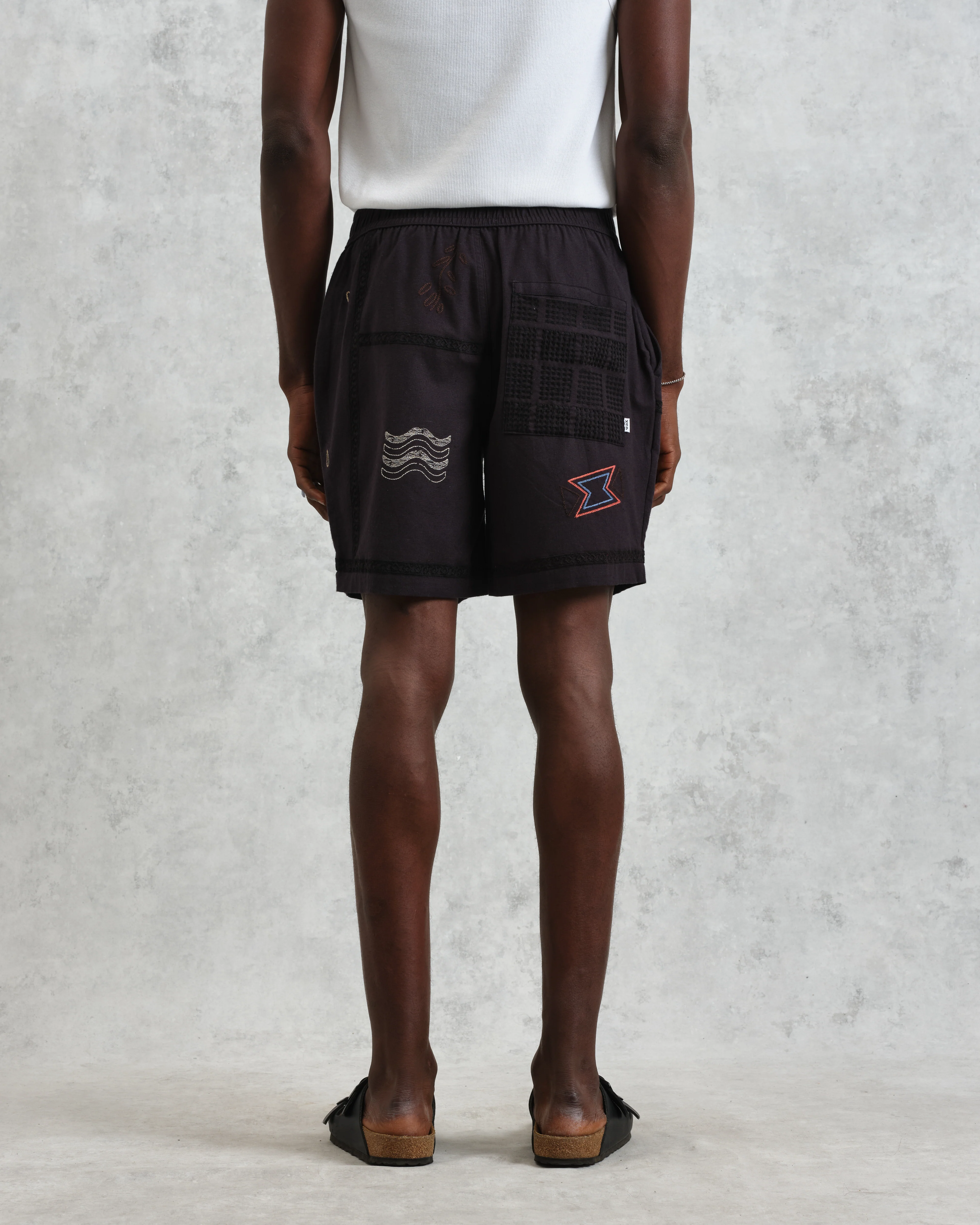 Kurt - Navy Doodle Embroidered Shorts - Image 5