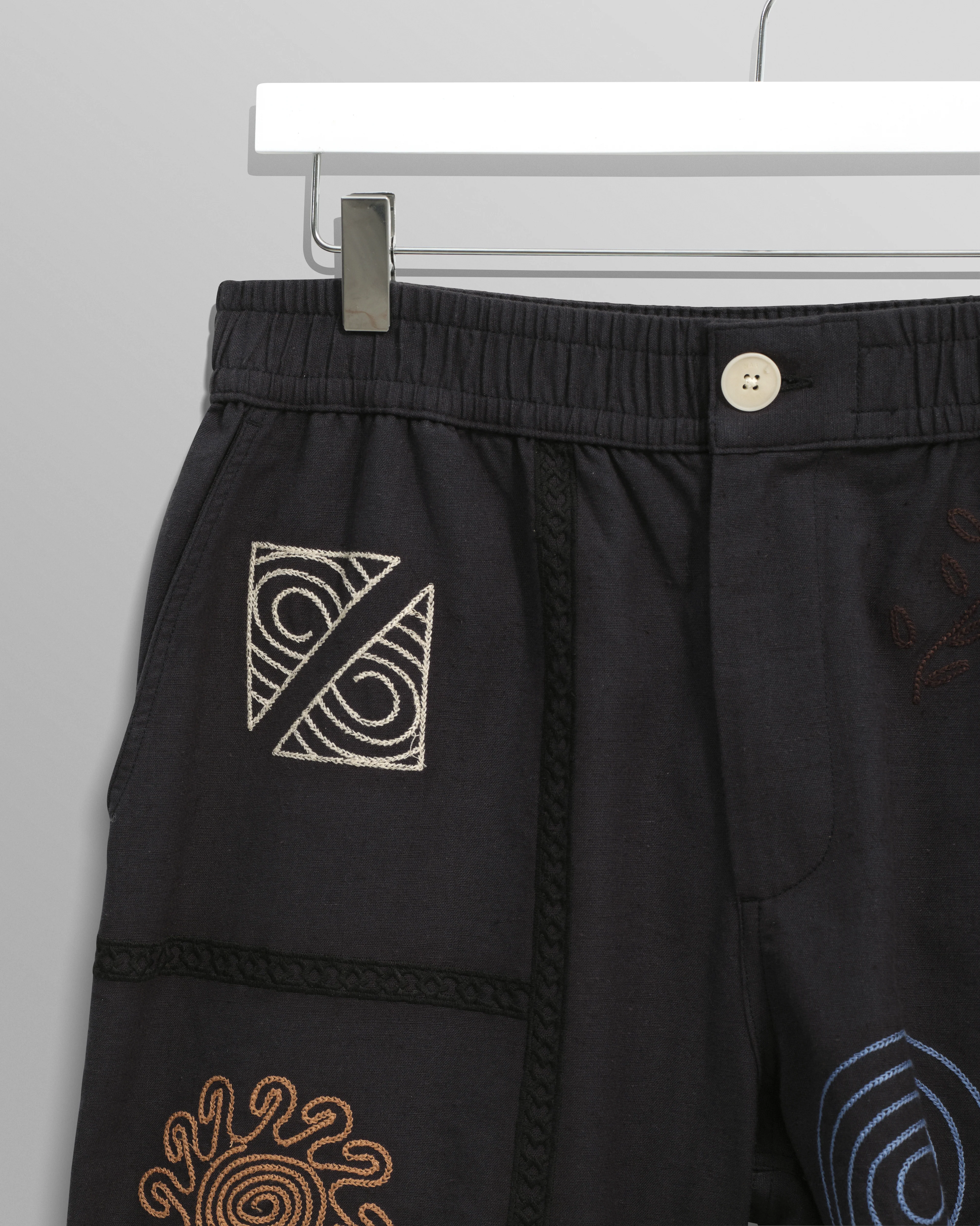 Kurt - Navy Doodle Embroidered Shorts - Image 8
