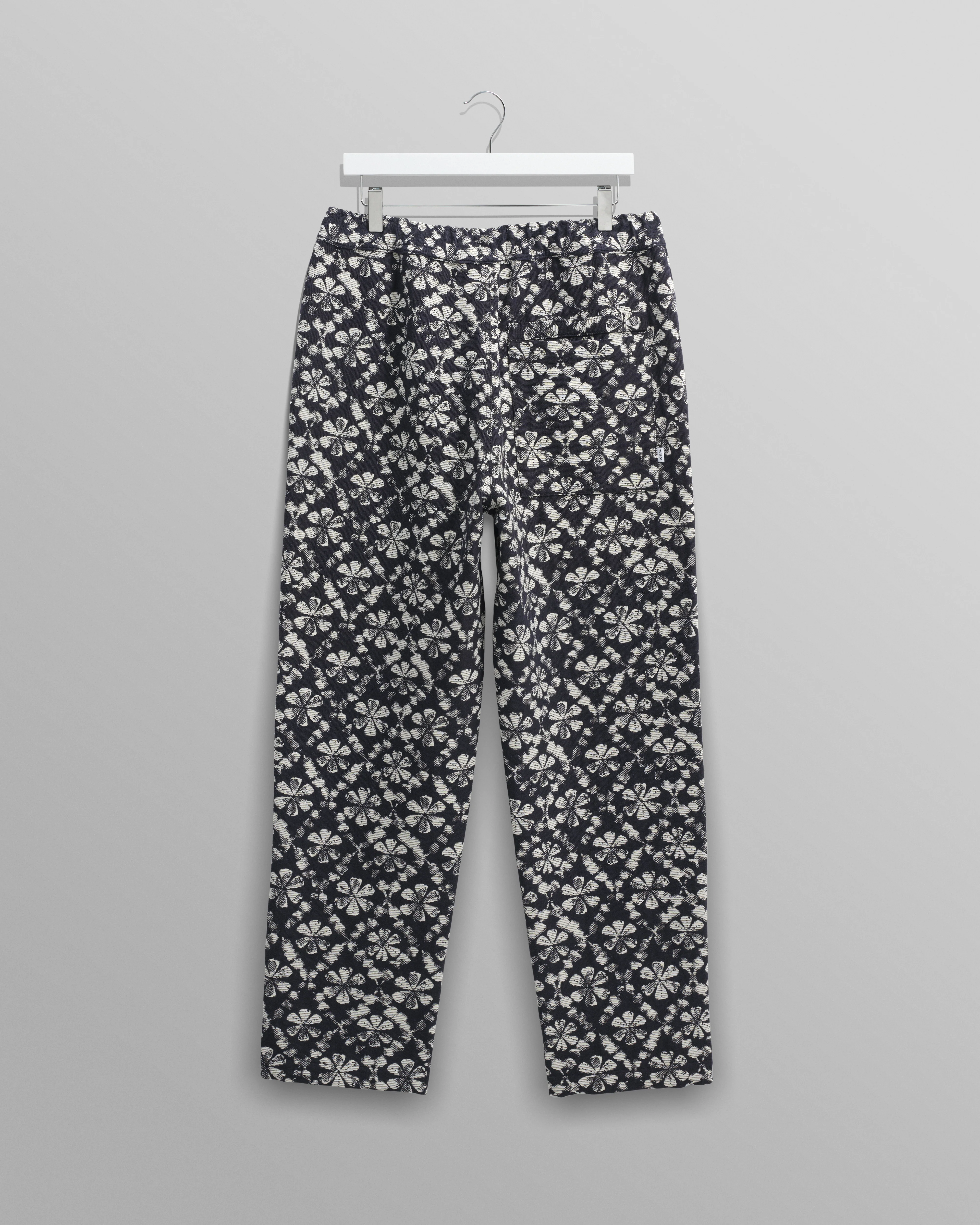Kurt - Navy Flower Stamp Jacquard Trousers - Image 8