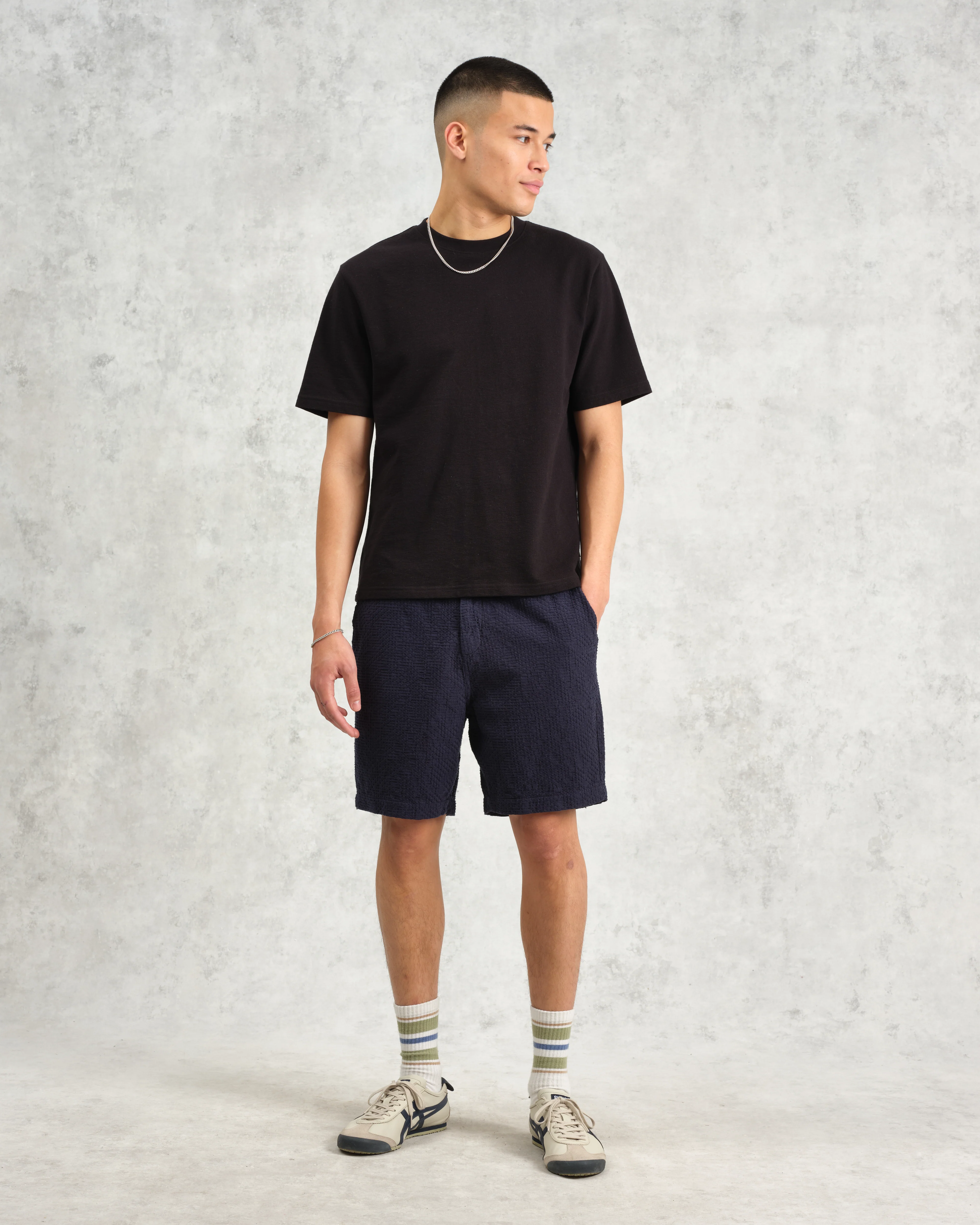 Kurt - Navy Honeycomb Cotton Shorts - Image 3