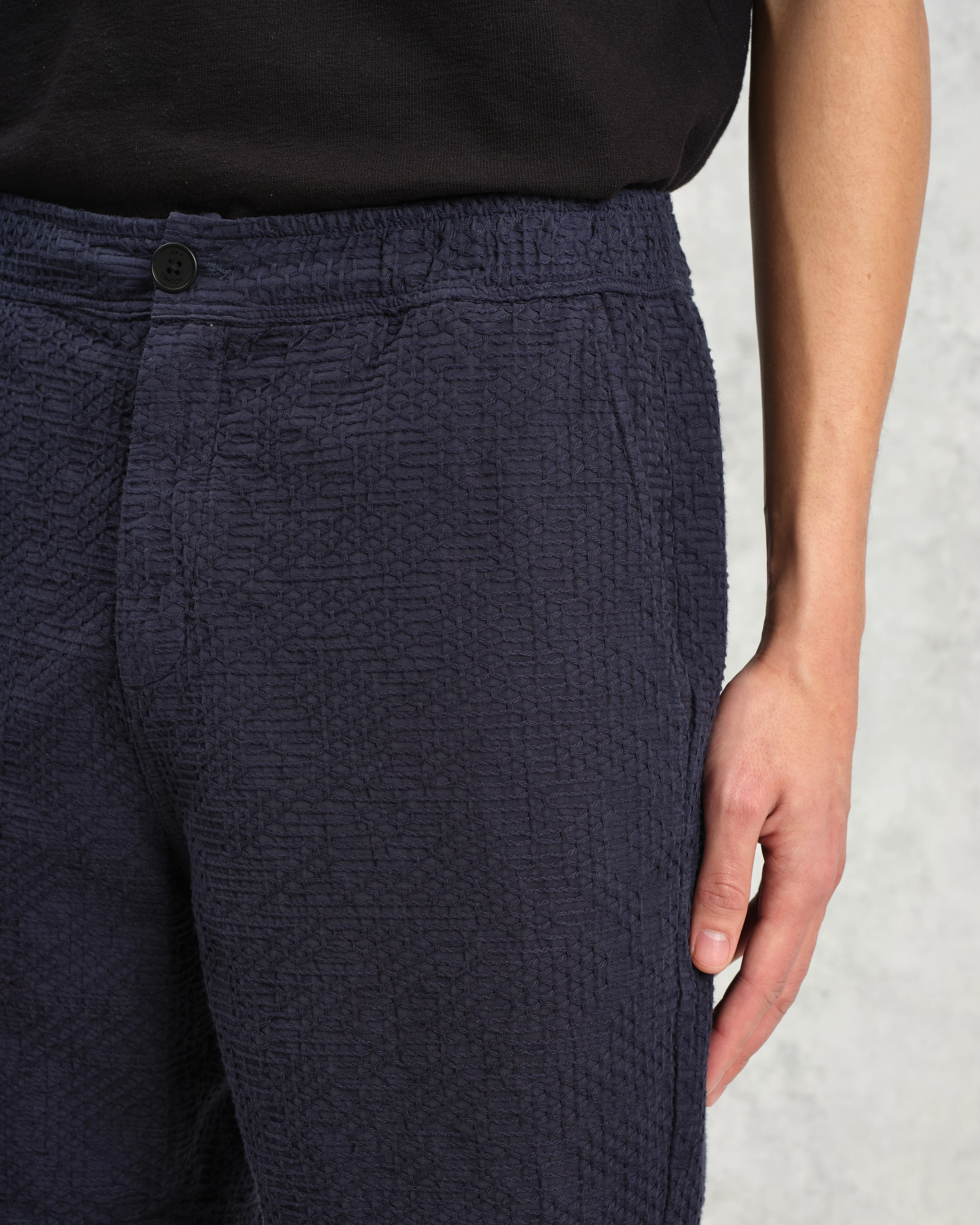 Kurt - Navy Honeycomb Cotton Shorts - Image 4