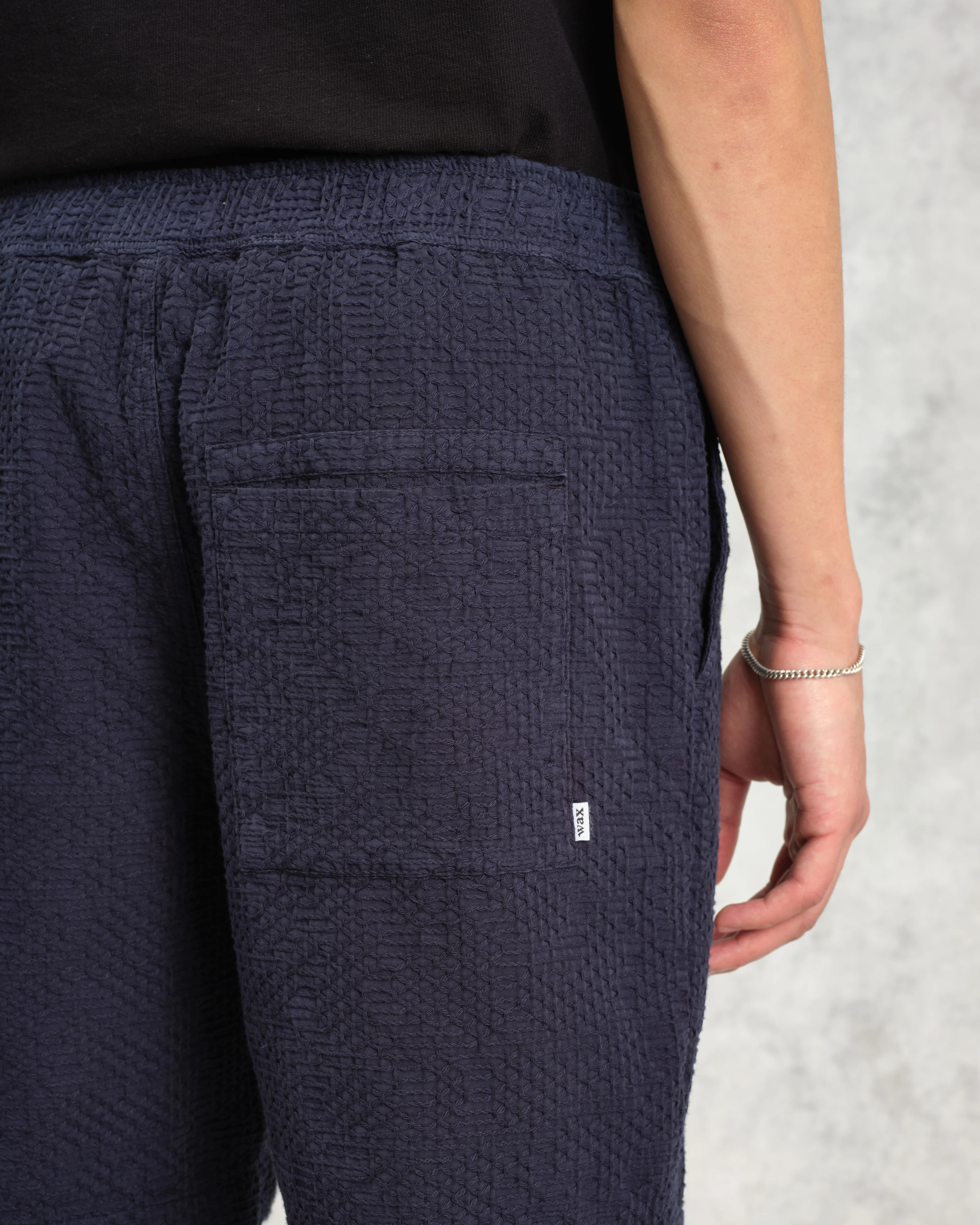 Kurt - Navy Honeycomb Cotton Shorts - Image 8