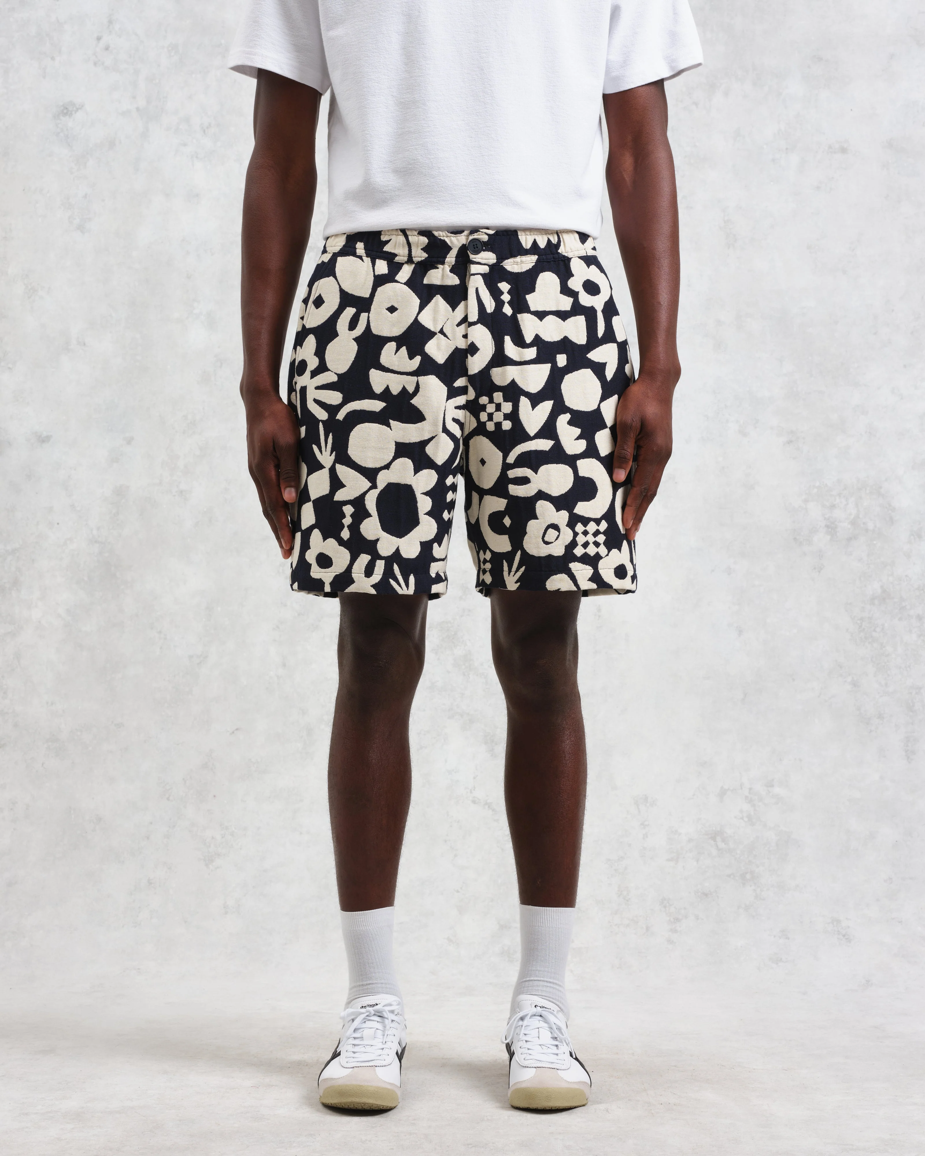 Kurt - Navy And Ecru Spin Jacquard Shorts - Image 3