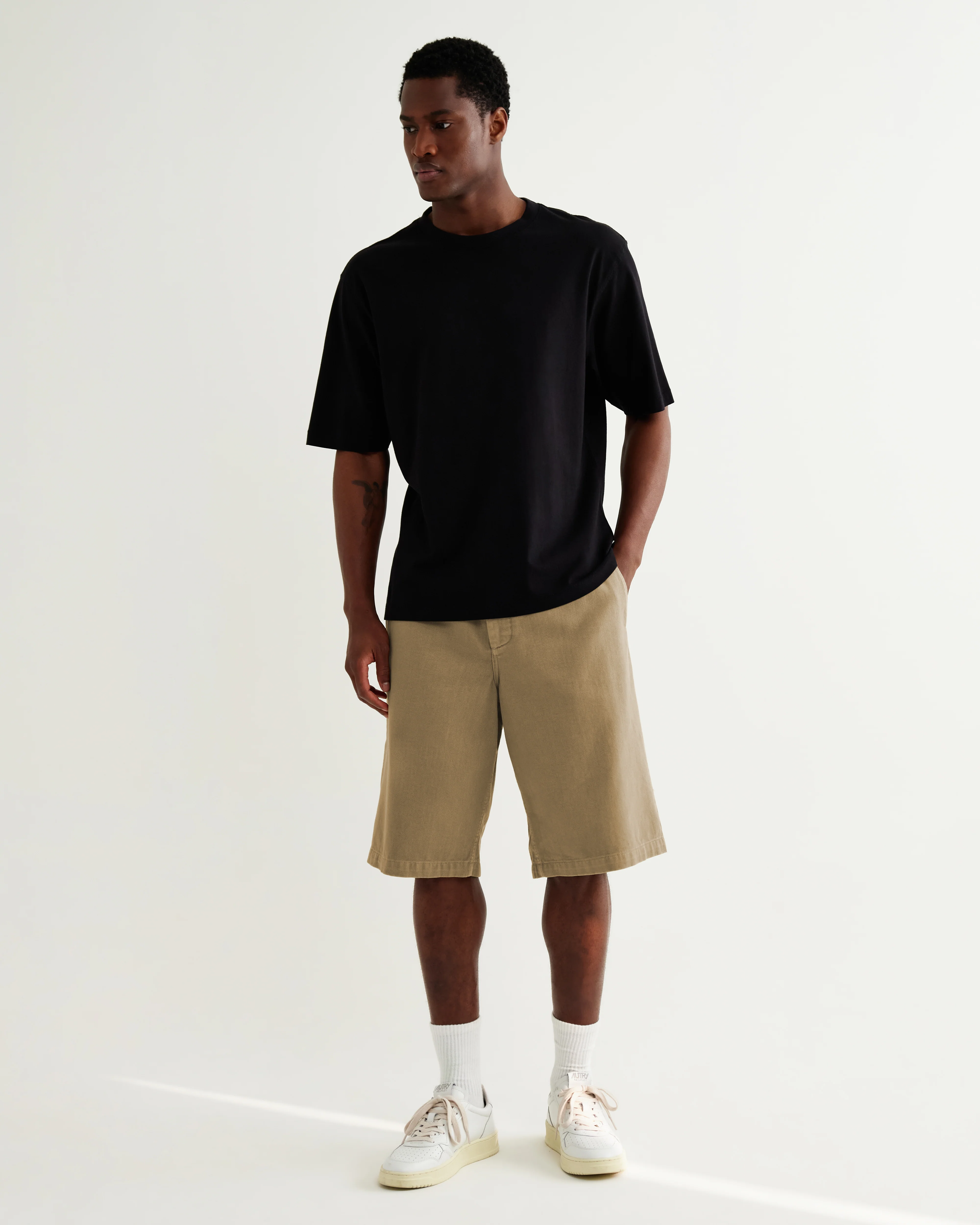 Kyle - Light Khaki Organic Cotton Twill Shorts - Image 2