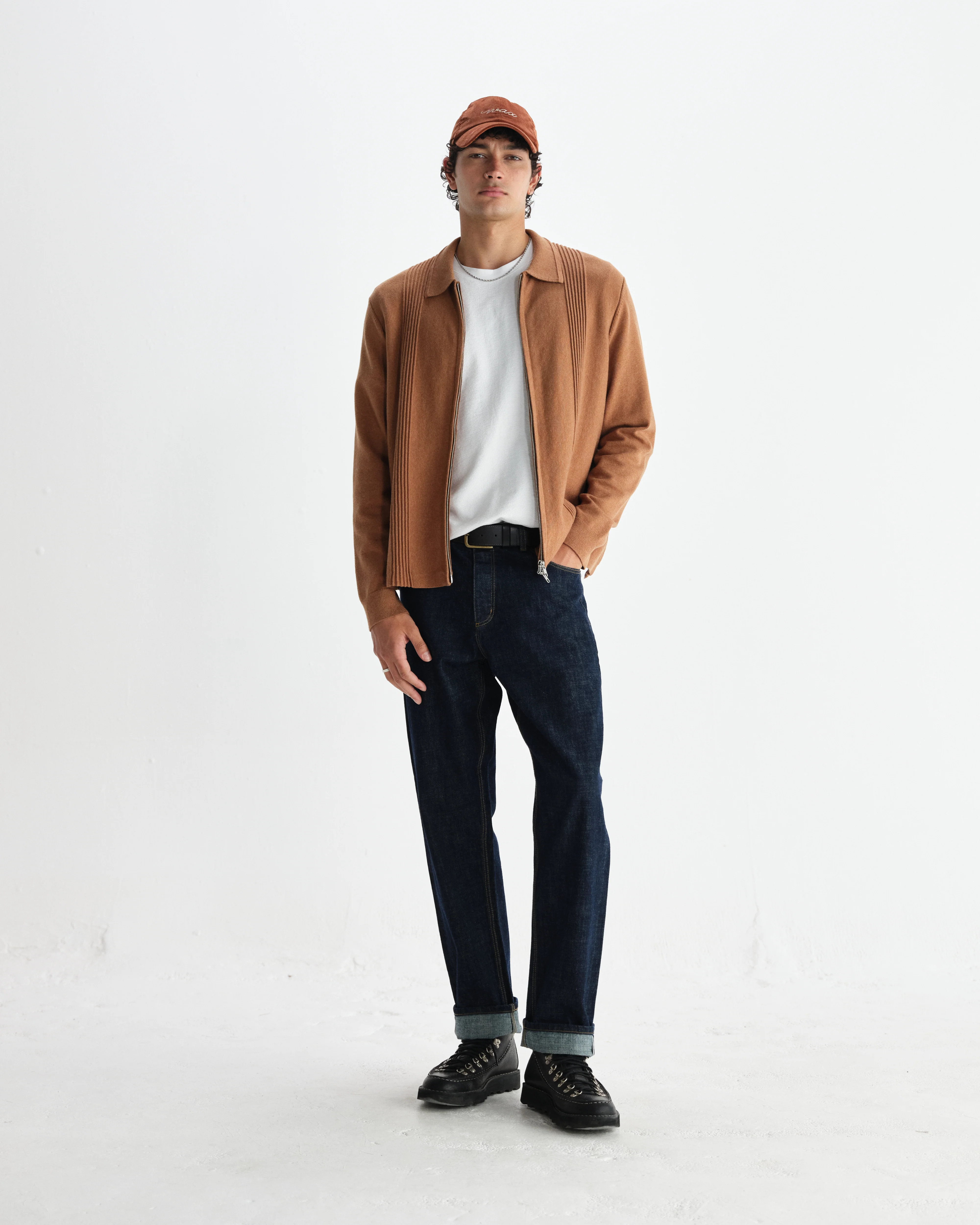 Lennox - Camel Milano Stripe Knitted Polo - Image 4