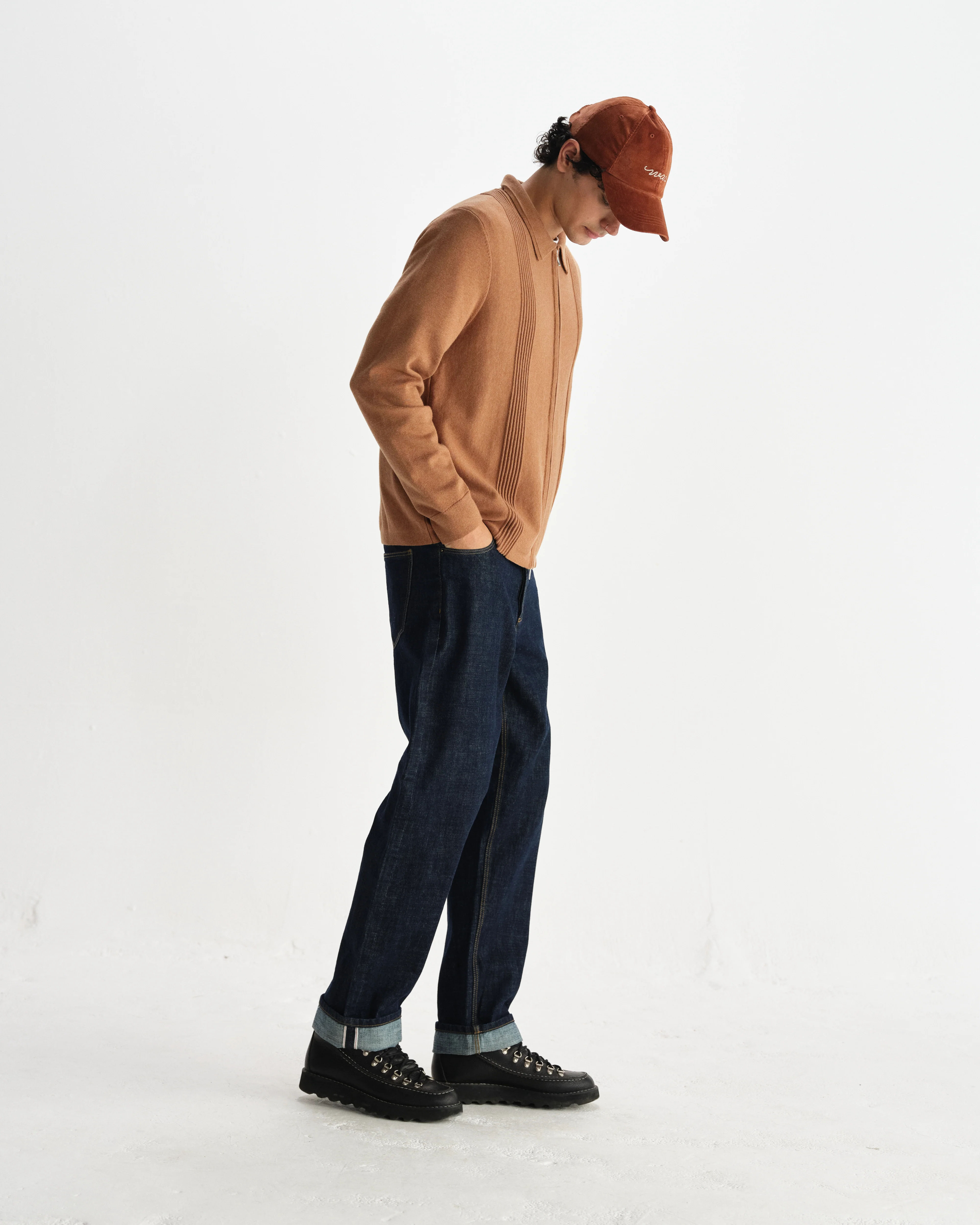 Lennox - Camel Milano Stripe Knitted Polo - Image 5