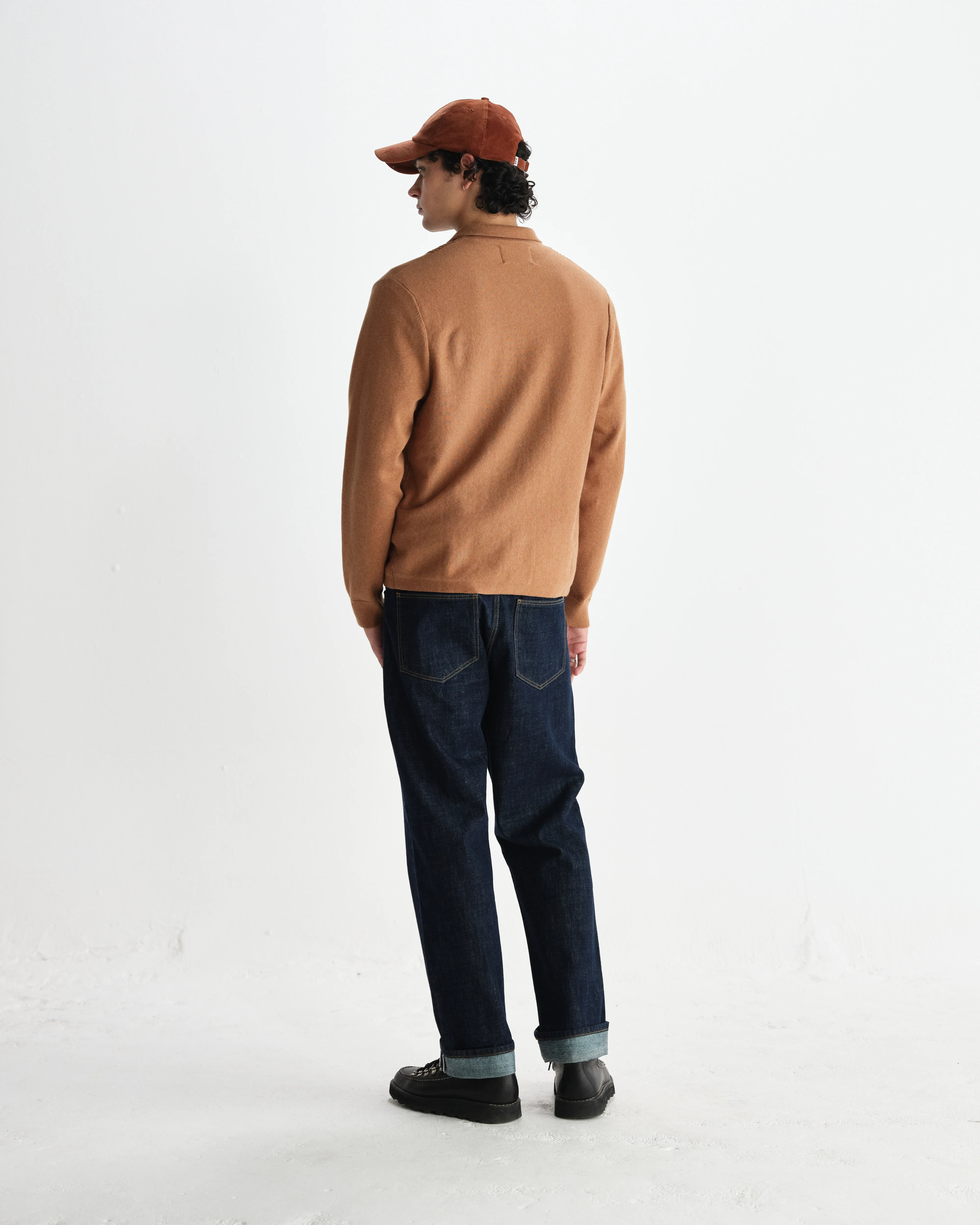 Lennox - Camel Milano Stripe Knitted Polo - Image 6