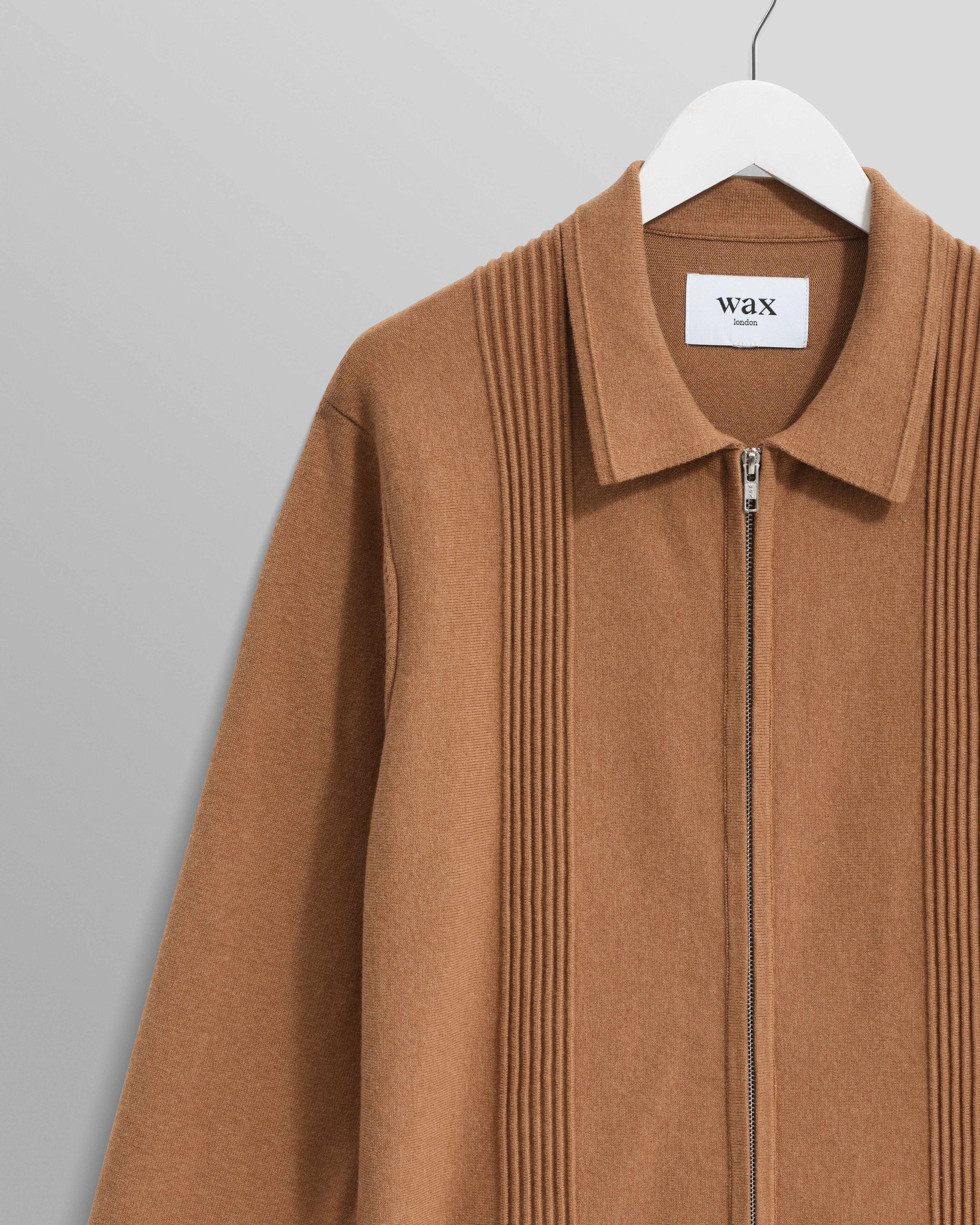 Lennox - Camel Milano Stripe Knitted Polo - Image 7