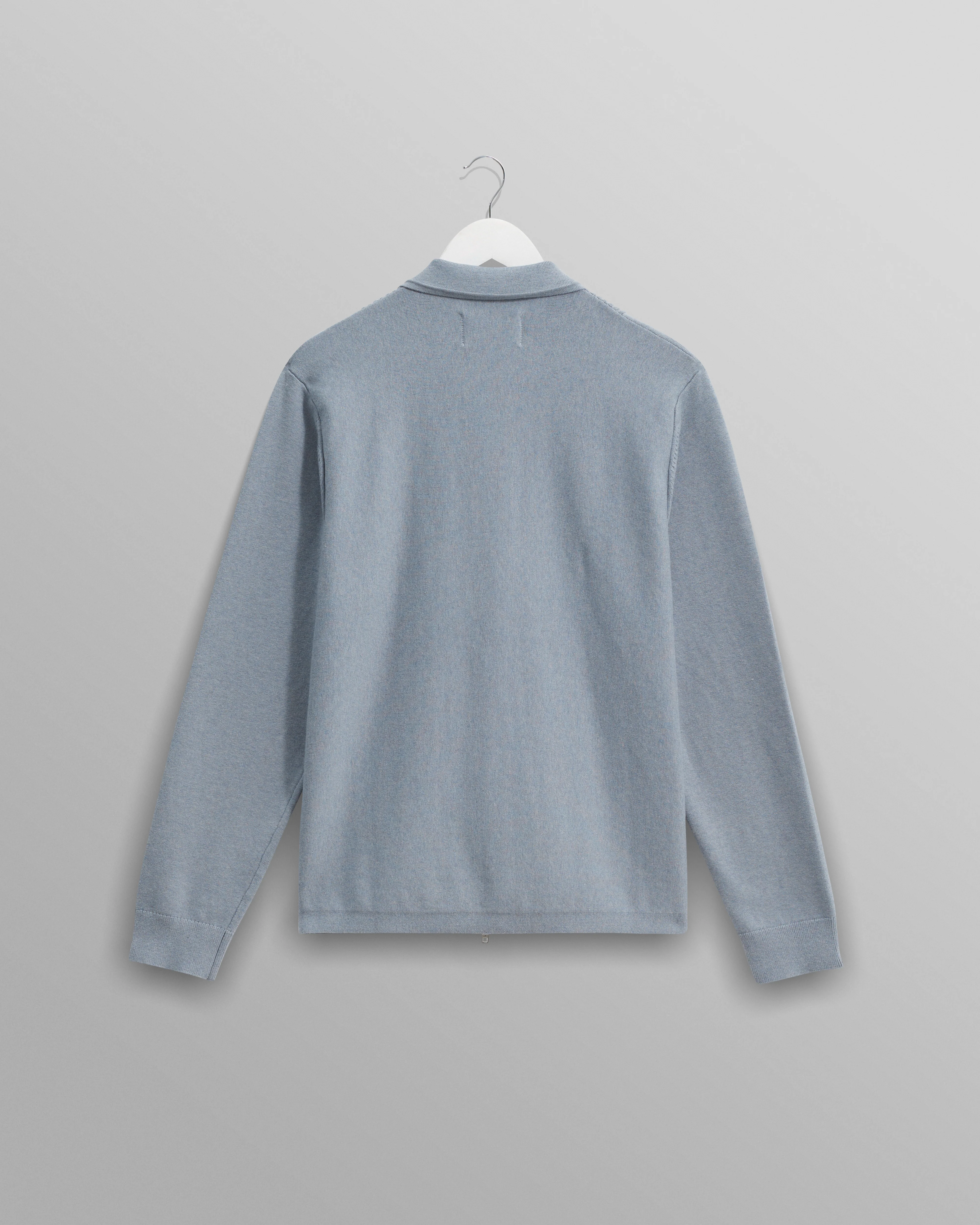 Lennox - Grey Blue Milano Stripe Knitted Polo - Image 10